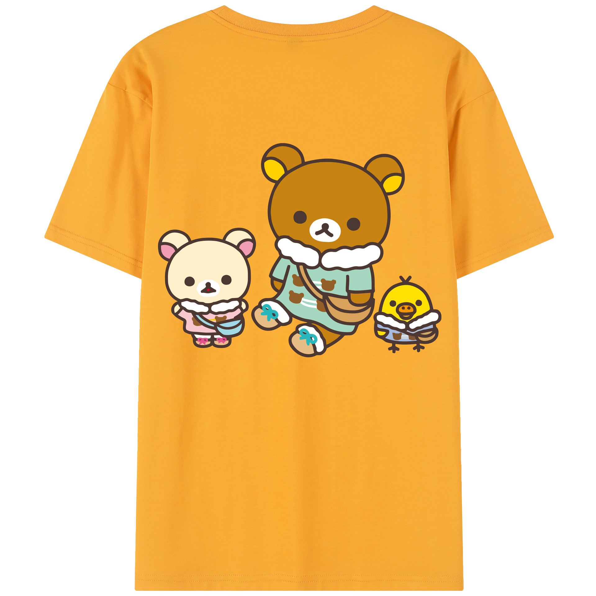 （画像用） リラックマ リラックマ キイロイトリ Rilakkuma Korilakkuma Kiiroitori レディース半袖Tシャツ(バックプリント)
