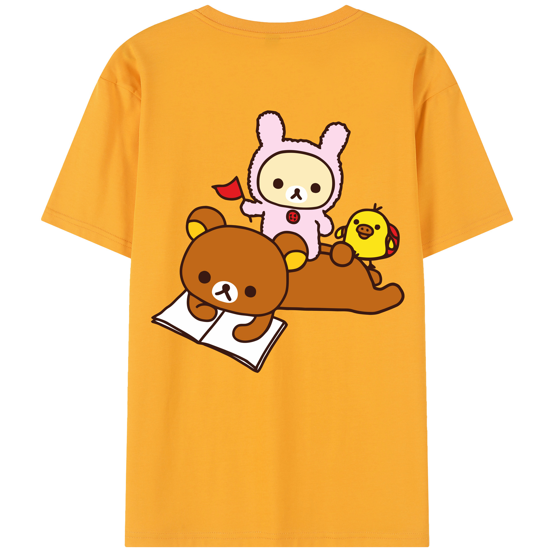 （画像用） リラックマ リラックマ キイロイトリ Rilakkuma Korilakkuma Kiiroitori レディース半袖Tシャツ(バックプリント)