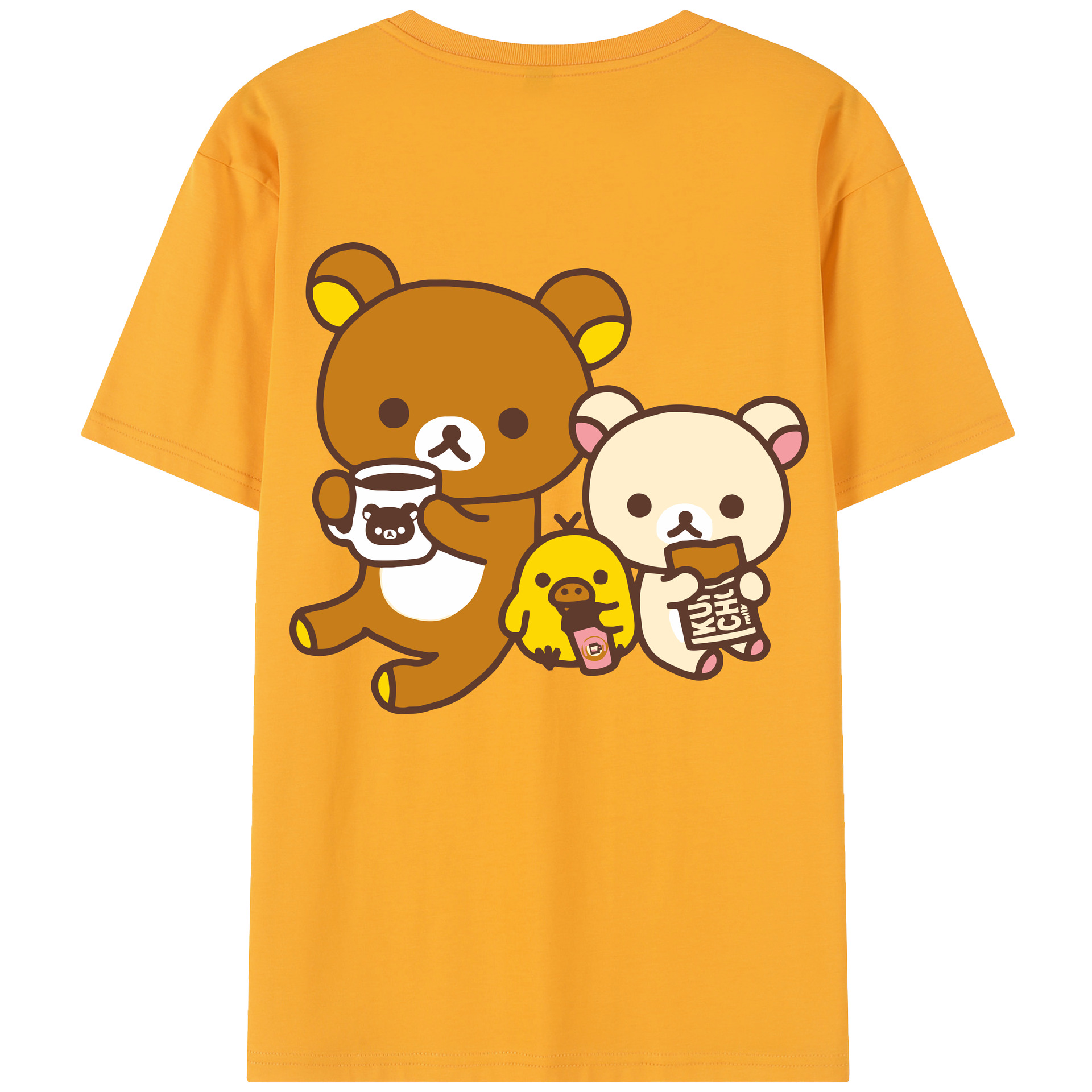 （画像用） リラックマ リラックマ キイロイトリ Rilakkuma Korilakkuma Kiiroitori レディース半袖Tシャツ(バックプリント)