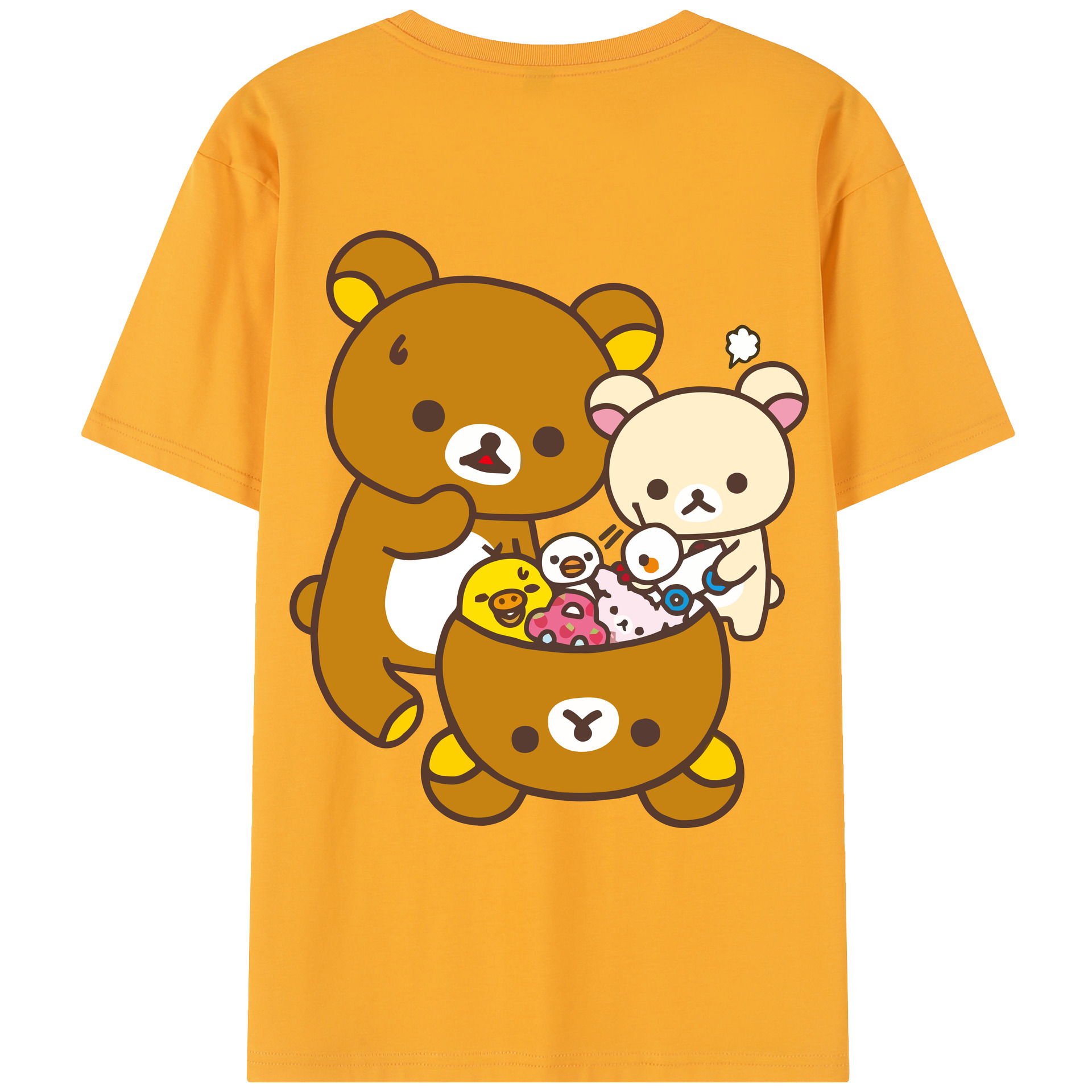 （画像用） リラックマ リラックマ キイロイトリ Rilakkuma Korilakkuma Kiiroitori レディース半袖Tシャツ(バックプリント)