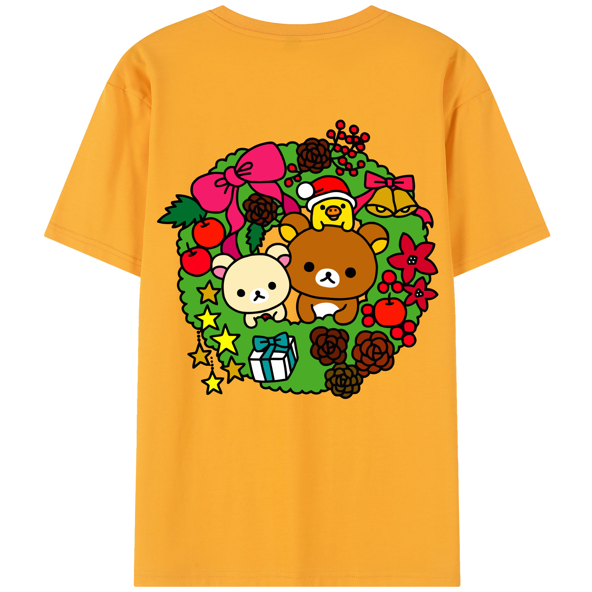 （画像用） リラックマ リラックマ キイロイトリ Rilakkuma Korilakkuma Kiiroitori レディース半袖Tシャツ(バックプリント)