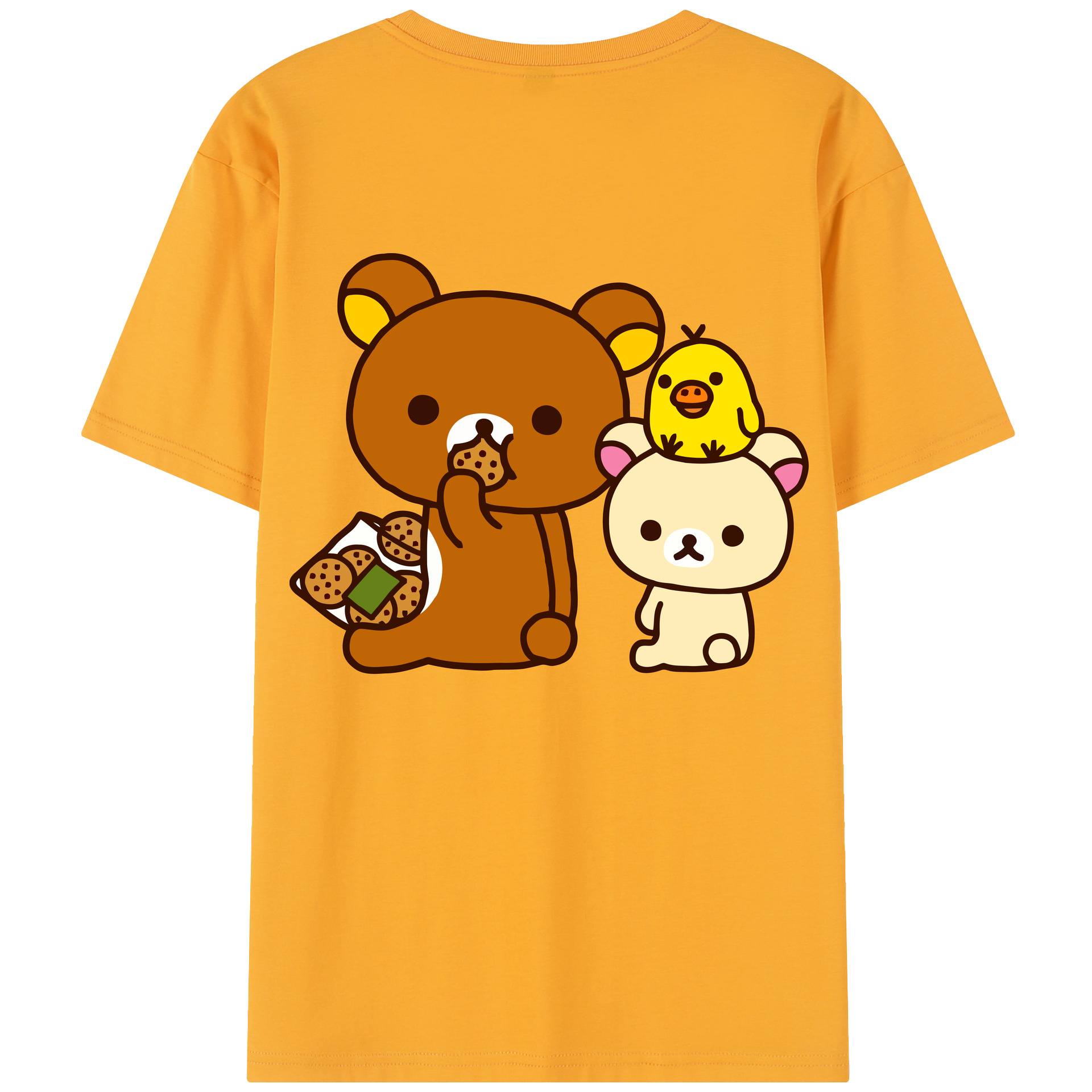 （画像用） リラックマ リラックマ キイロイトリ Rilakkuma Korilakkuma Kiiroitori レディース半袖Tシャツ(バックプリント)