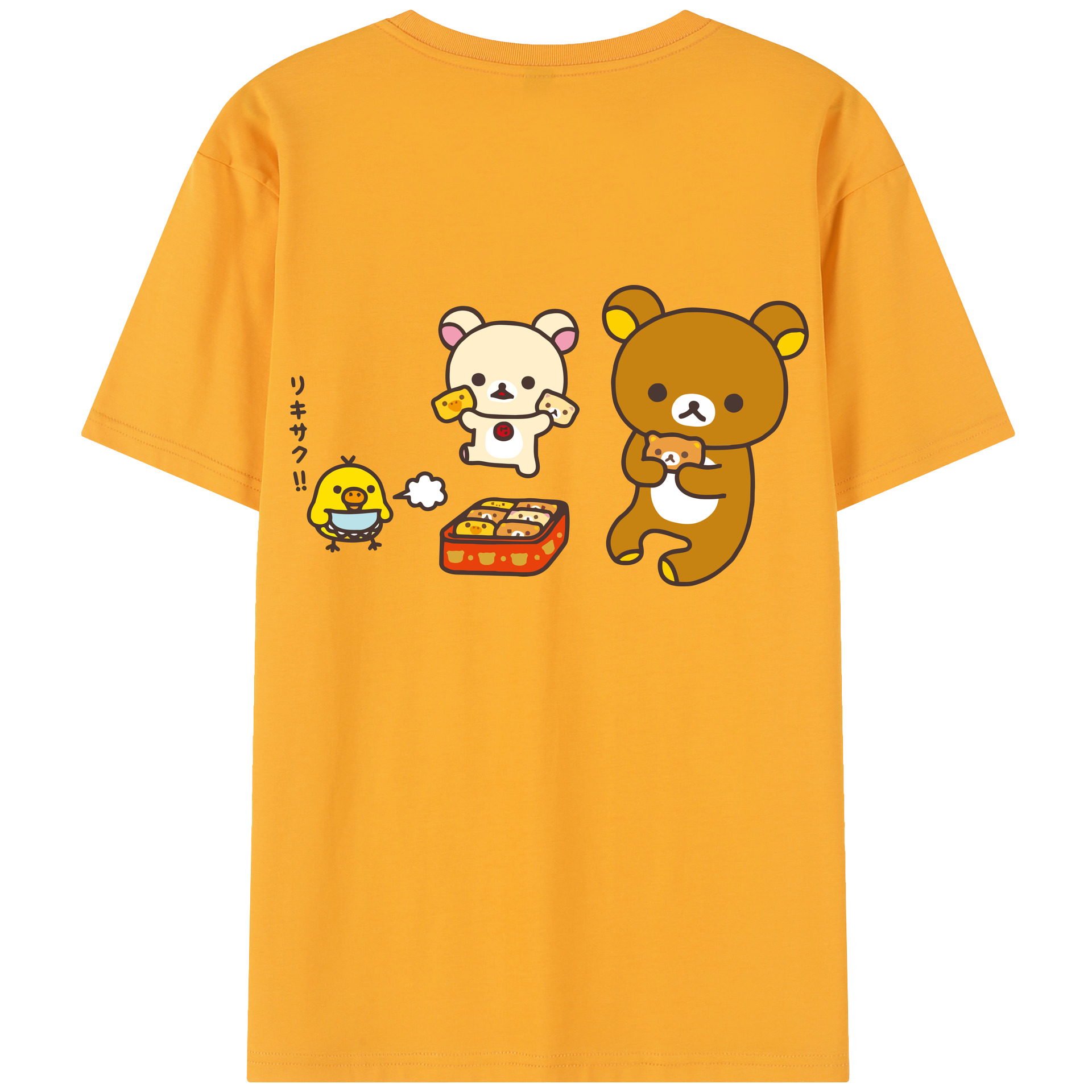 （画像用） リラックマ リラックマ キイロイトリ Rilakkuma Korilakkuma Kiiroitori レディース半袖Tシャツ(バックプリント)