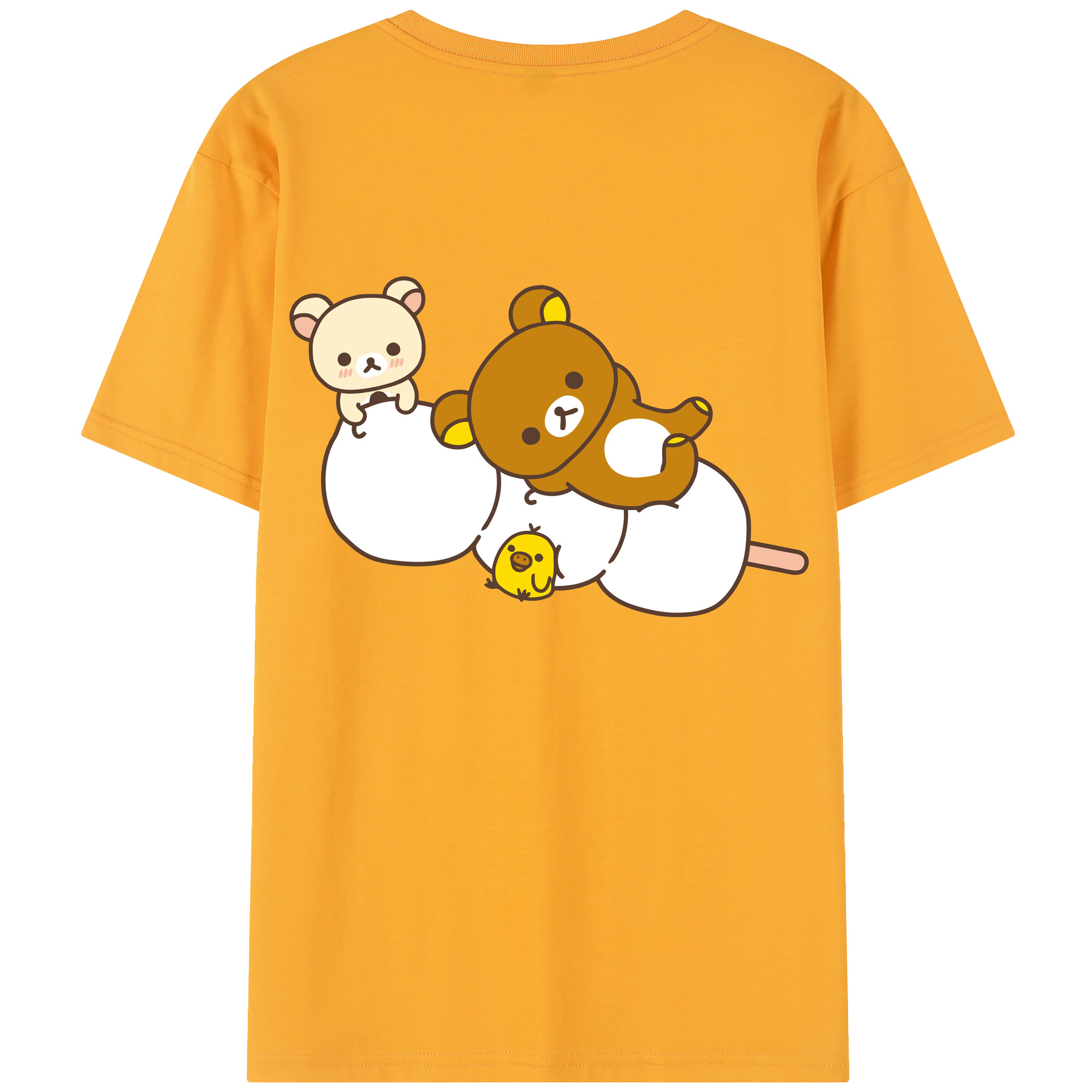 （画像用） リラックマ リラックマ キイロイトリ Rilakkuma Korilakkuma Kiiroitori レディース半袖Tシャツ(バックプリント)