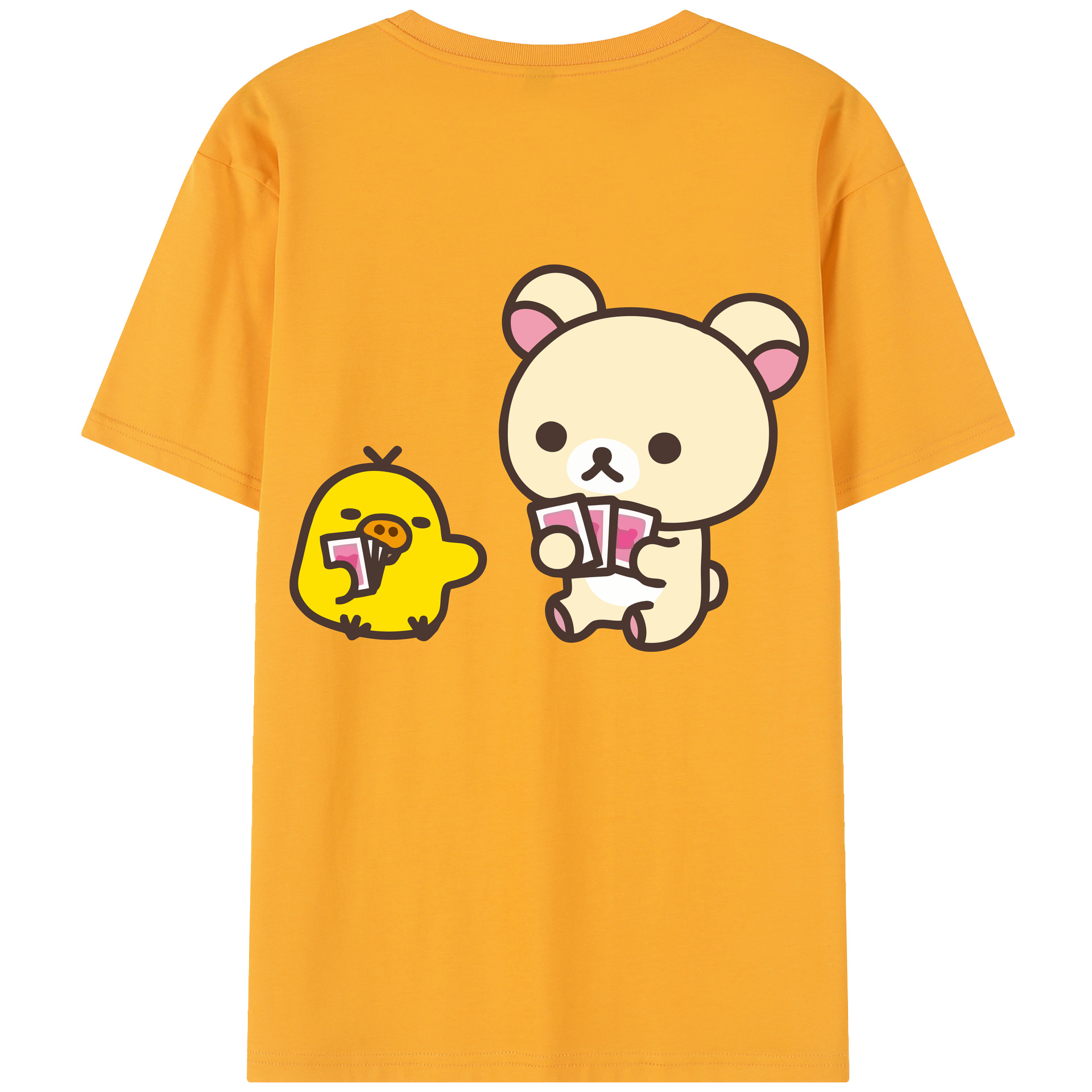 （画像用） リラックマ リラックマ キイロイトリ Rilakkuma Korilakkuma Kiiroitori レディース半袖Tシャツ(バックプリント)