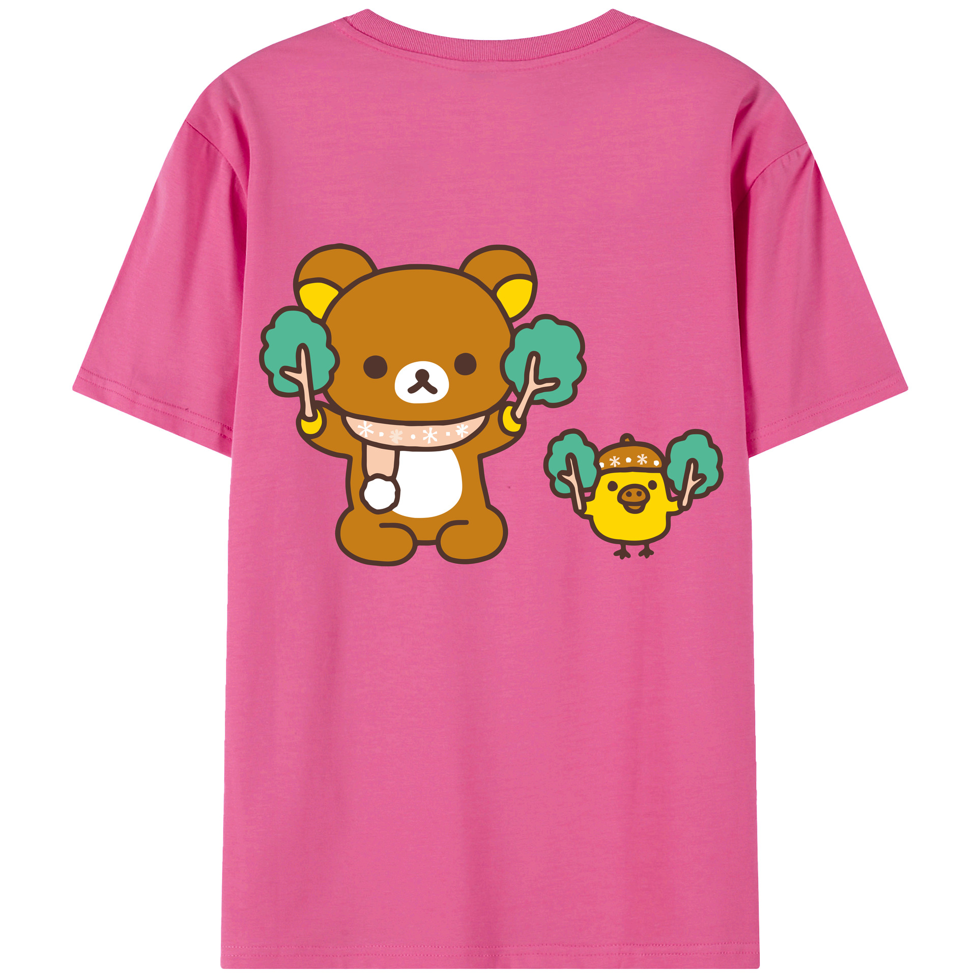 （画像用） リラックマ リラックマ キイロイトリ Rilakkuma Korilakkuma Kiiroitori レディース半袖Tシャツ(バックプリント)