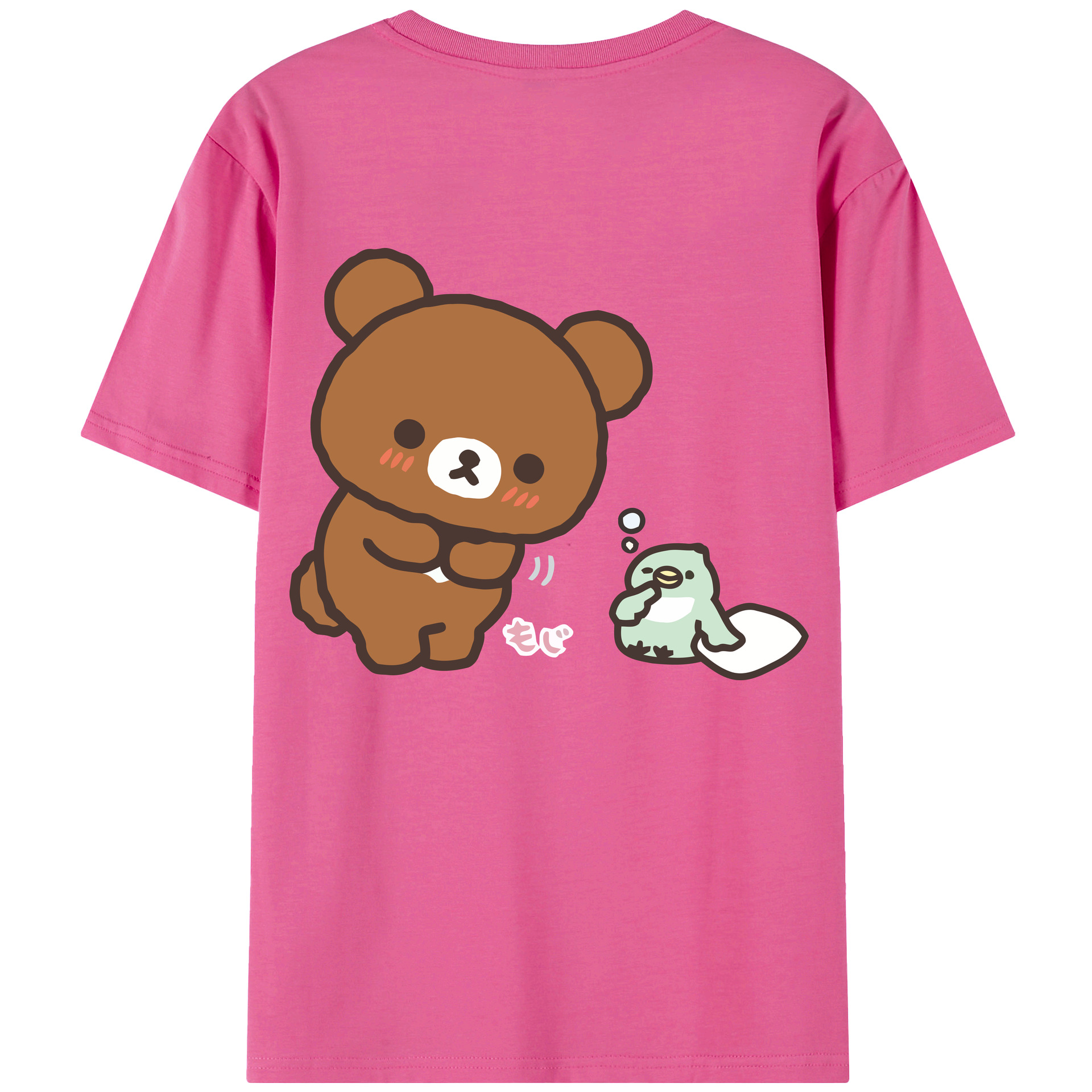 （画像用） リラックマ リラックマ キイロイトリ Rilakkuma Korilakkuma Kiiroitori レディース半袖Tシャツ(バックプリント)