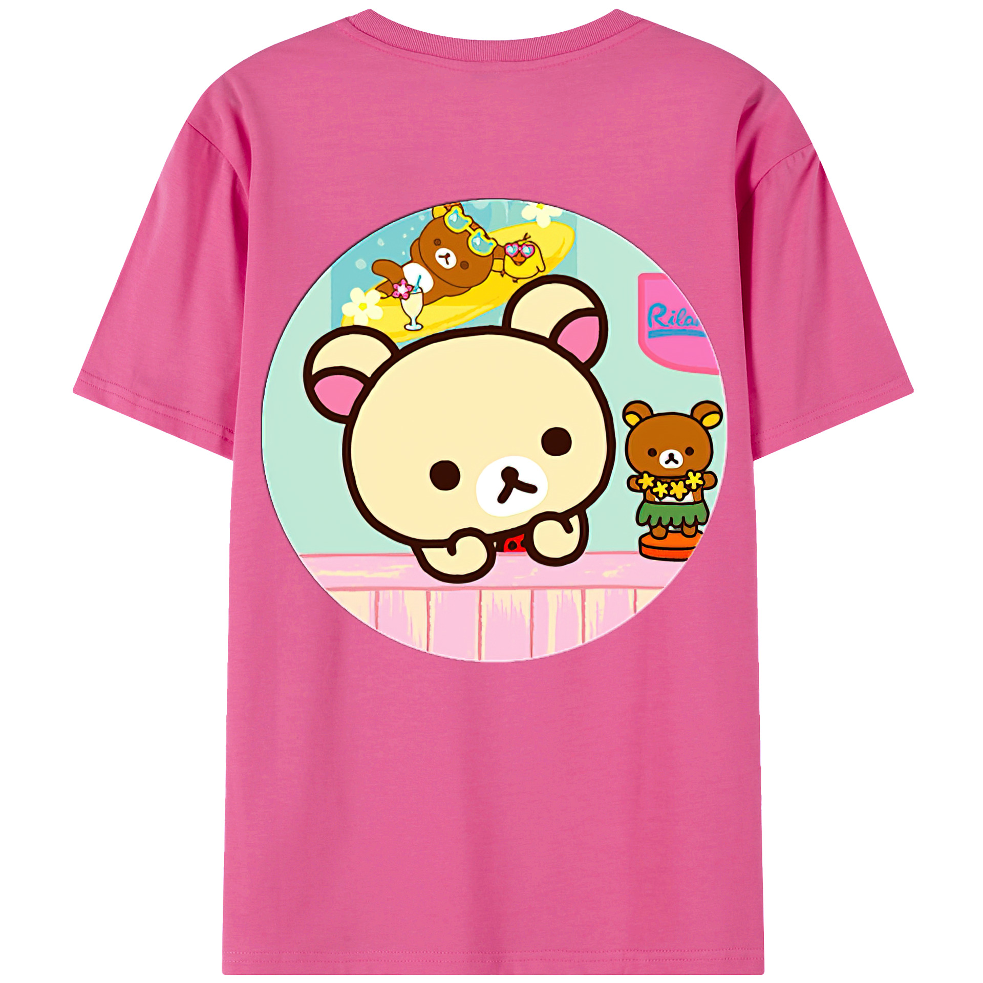 （画像用） リラックマ リラックマ キイロイトリ Rilakkuma Korilakkuma Kiiroitori レディース半袖Tシャツ(バックプリント)