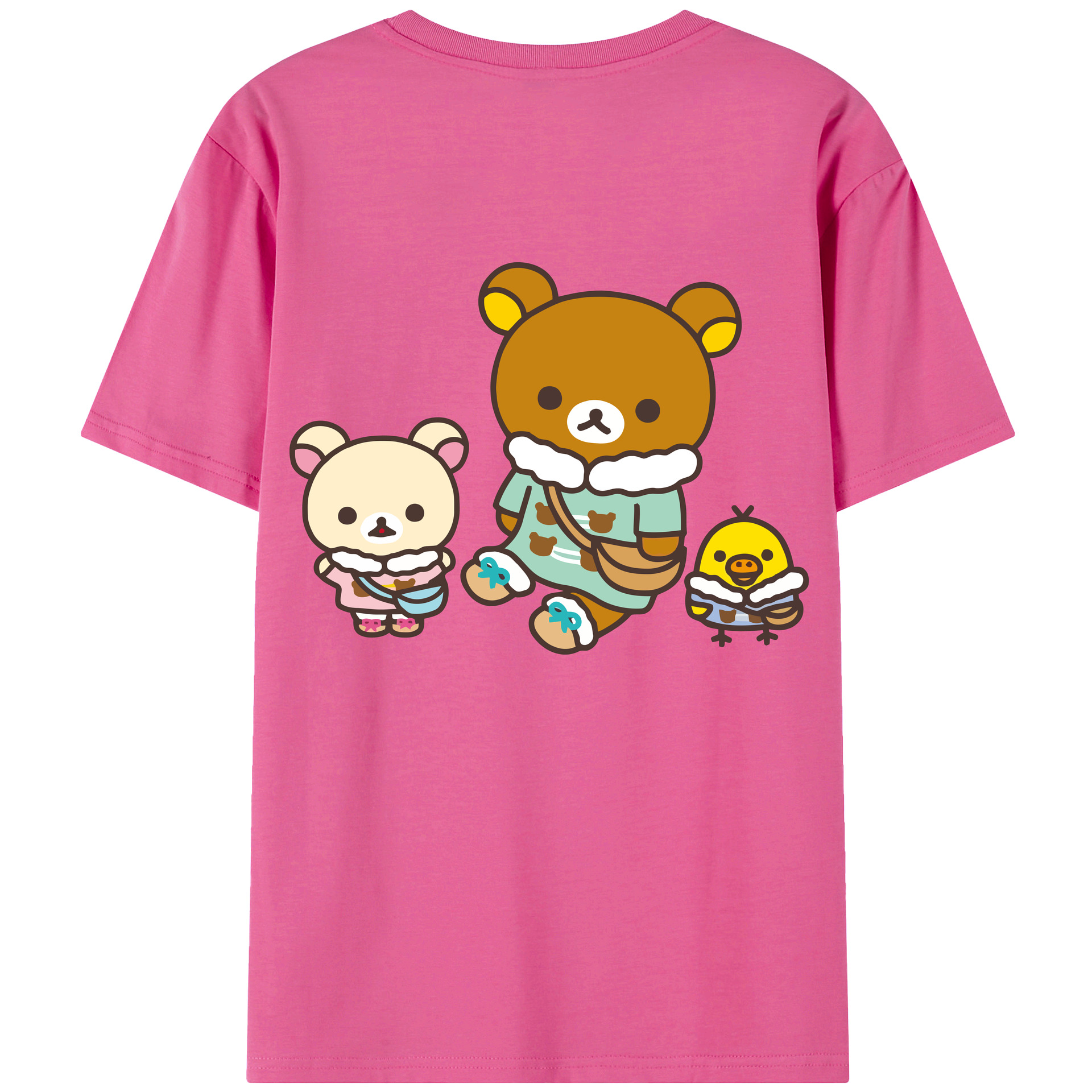 （画像用） リラックマ リラックマ キイロイトリ Rilakkuma Korilakkuma Kiiroitori レディース半袖Tシャツ(バックプリント)