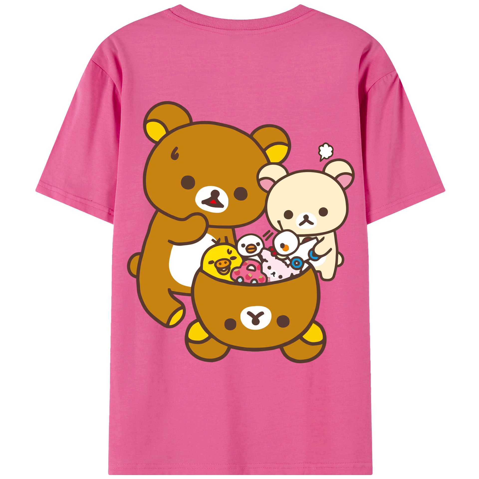 （画像用） リラックマ リラックマ キイロイトリ Rilakkuma Korilakkuma Kiiroitori レディース半袖Tシャツ(バックプリント)