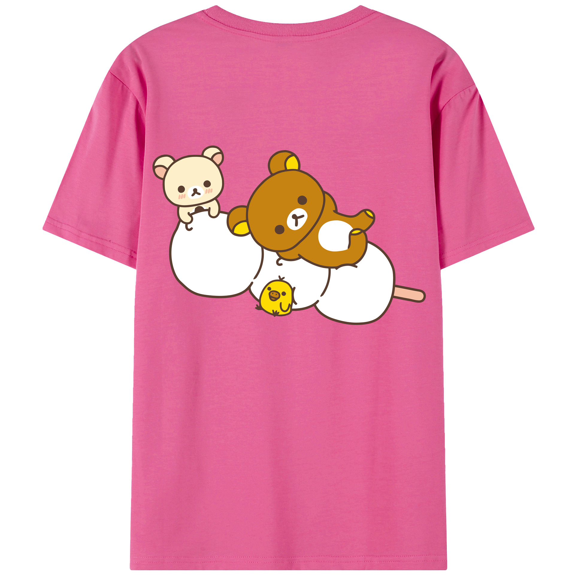 （画像用） リラックマ リラックマ キイロイトリ Rilakkuma Korilakkuma Kiiroitori レディース半袖Tシャツ(バックプリント)