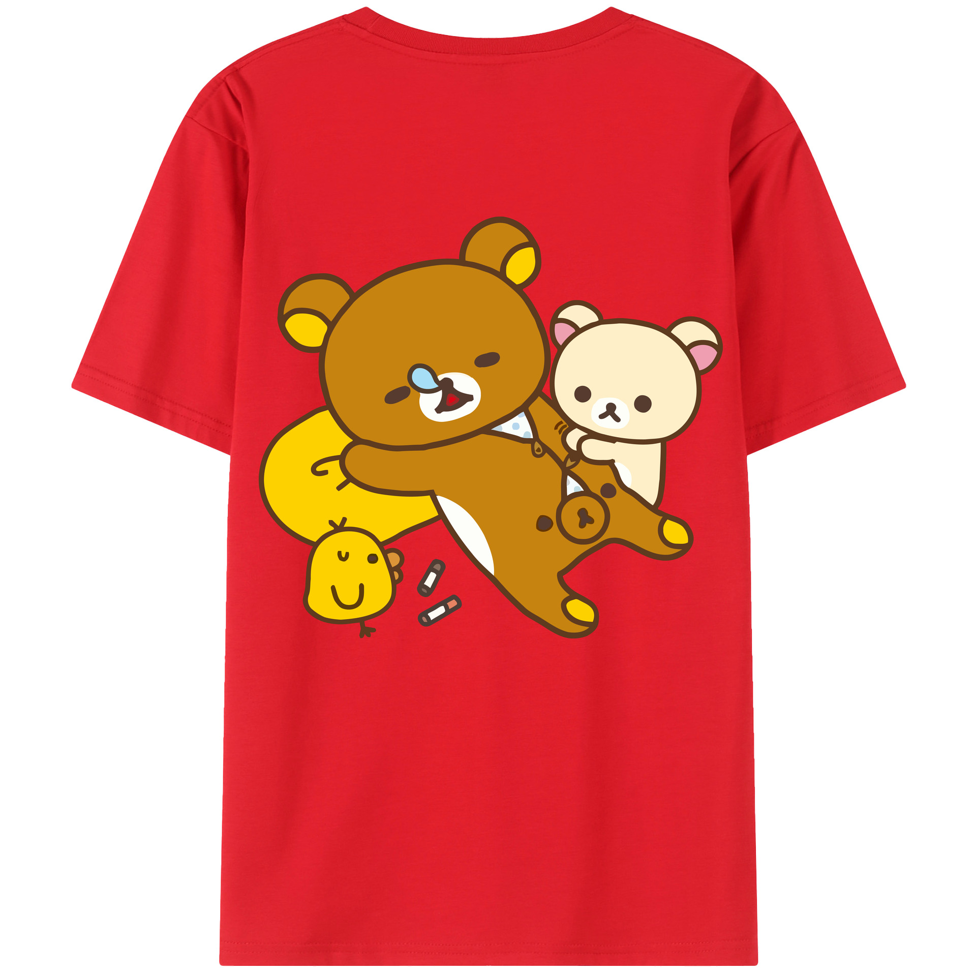 （画像用） リラックマ リラックマ キイロイトリ Rilakkuma Korilakkuma Kiiroitori レディース半袖Tシャツ(バックプリント)