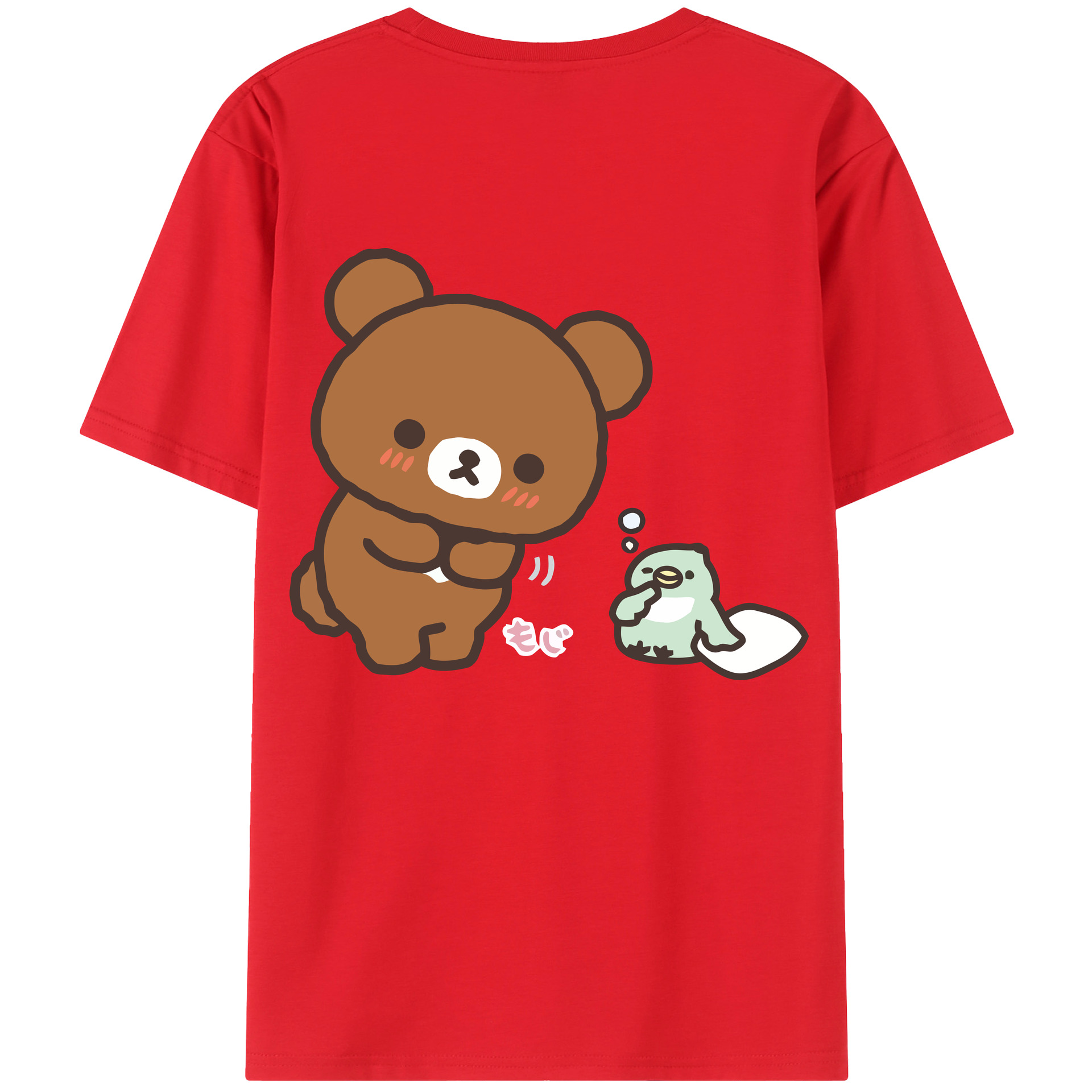 （画像用） リラックマ リラックマ キイロイトリ Rilakkuma Korilakkuma Kiiroitori レディース半袖Tシャツ(バックプリント)