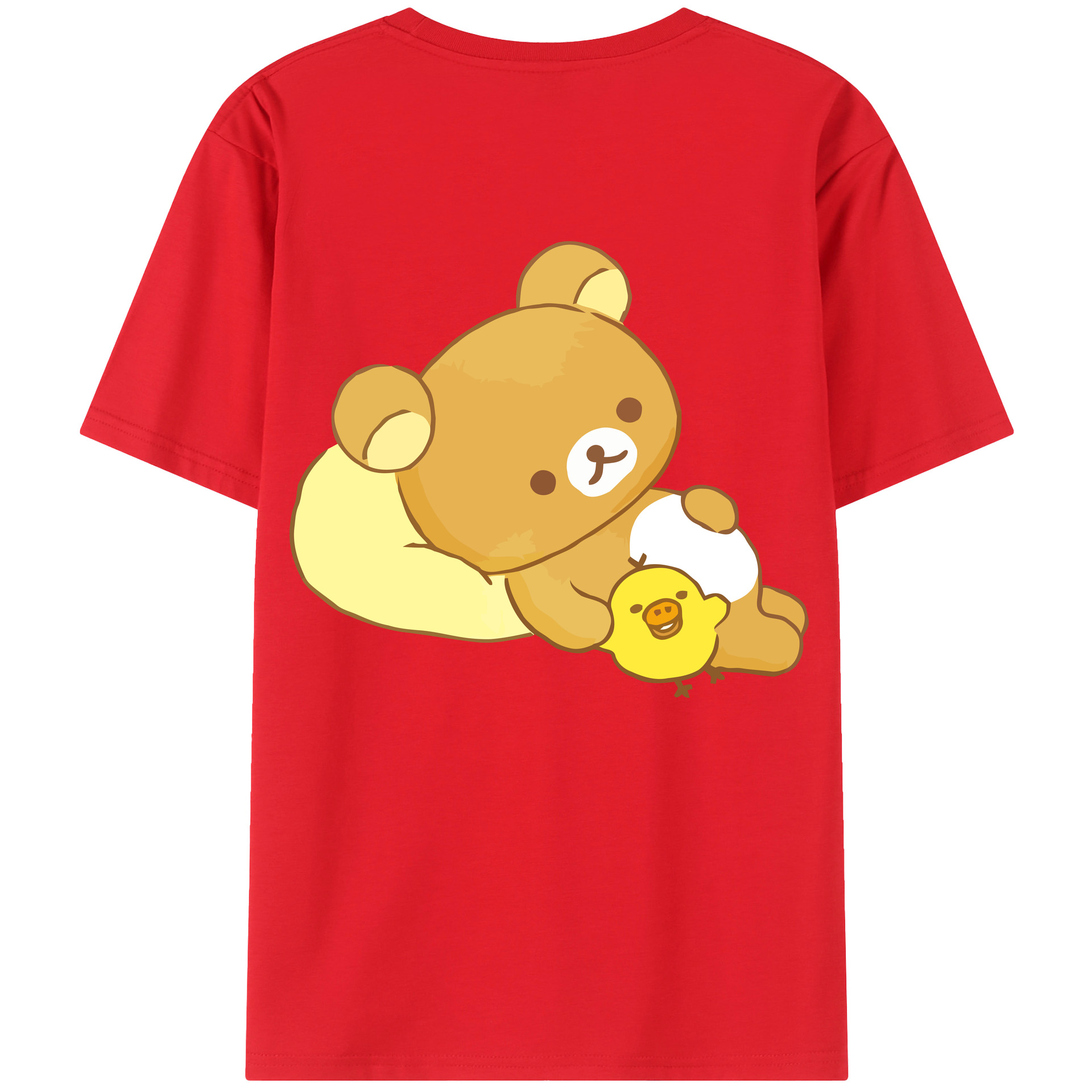 （画像用） リラックマ リラックマ キイロイトリ Rilakkuma Korilakkuma Kiiroitori レディース半袖Tシャツ(バックプリント)