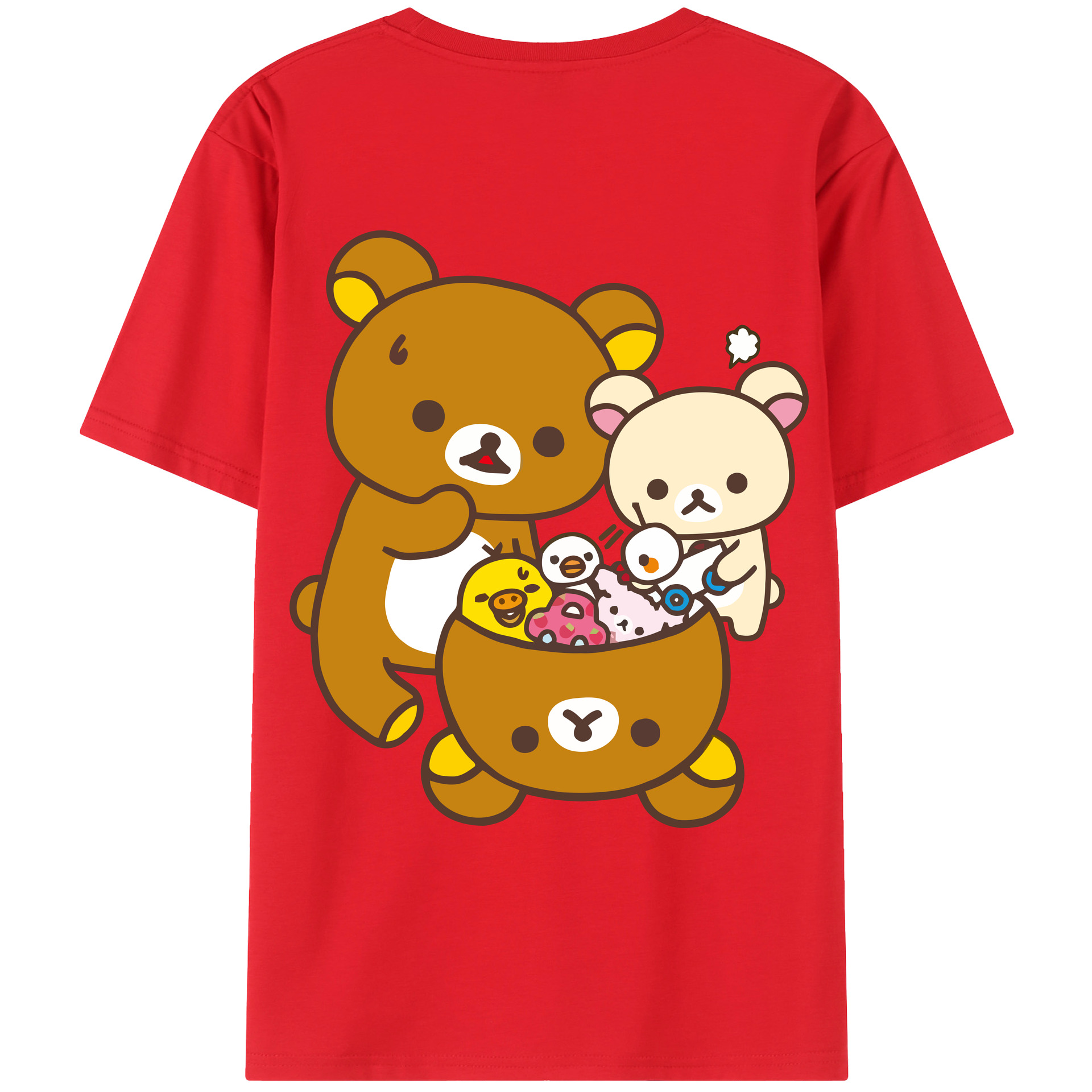 （画像用） リラックマ リラックマ キイロイトリ Rilakkuma Korilakkuma Kiiroitori レディース半袖Tシャツ(バックプリント)