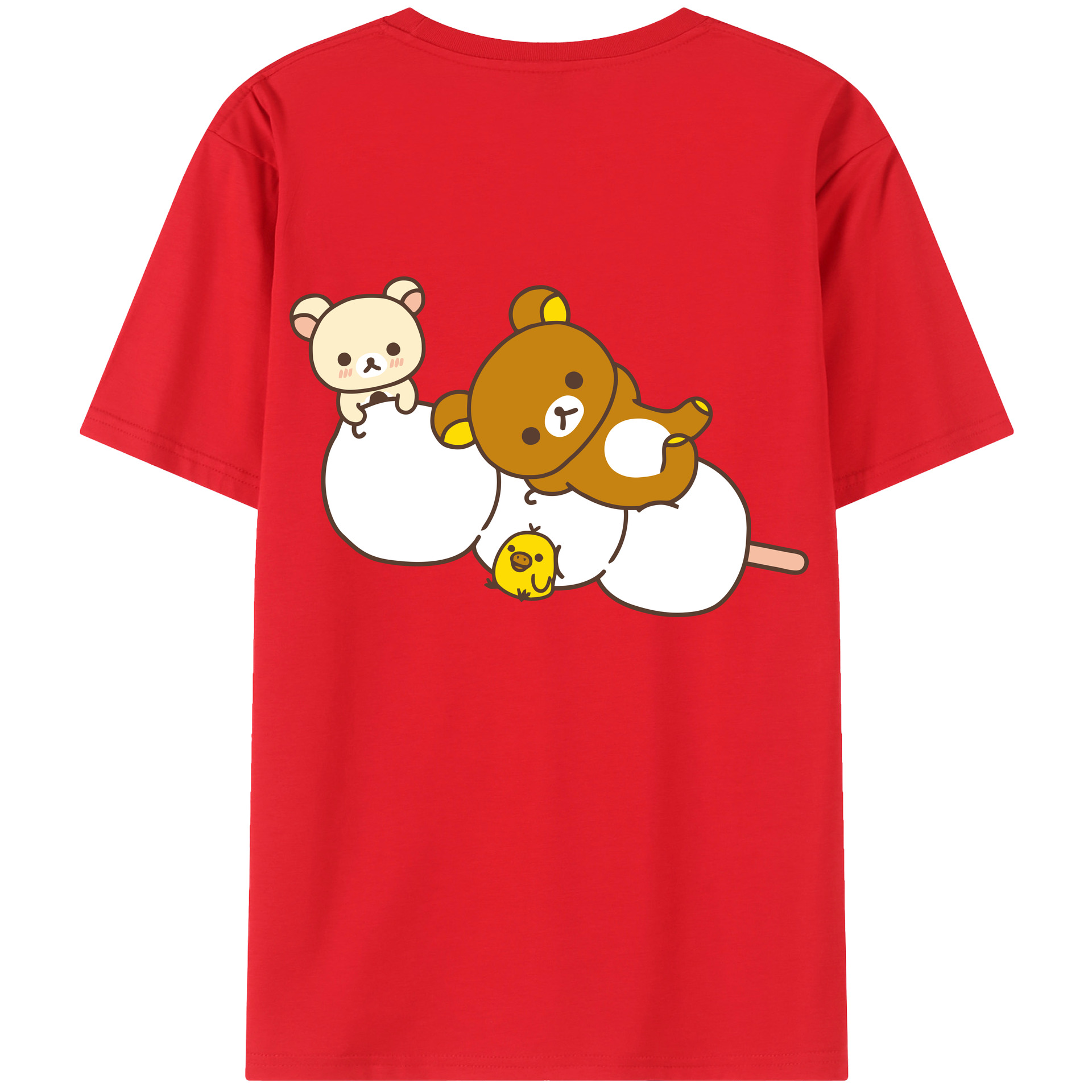 （画像用） リラックマ リラックマ キイロイトリ Rilakkuma Korilakkuma Kiiroitori レディース半袖Tシャツ(バックプリント)
