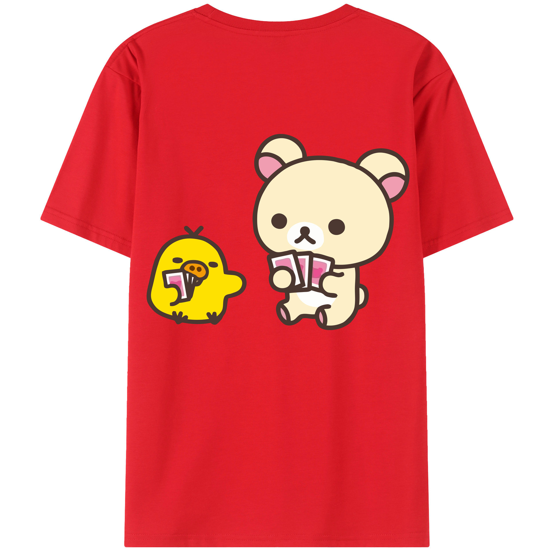 （画像用） リラックマ リラックマ キイロイトリ Rilakkuma Korilakkuma Kiiroitori レディース半袖Tシャツ(バックプリント)