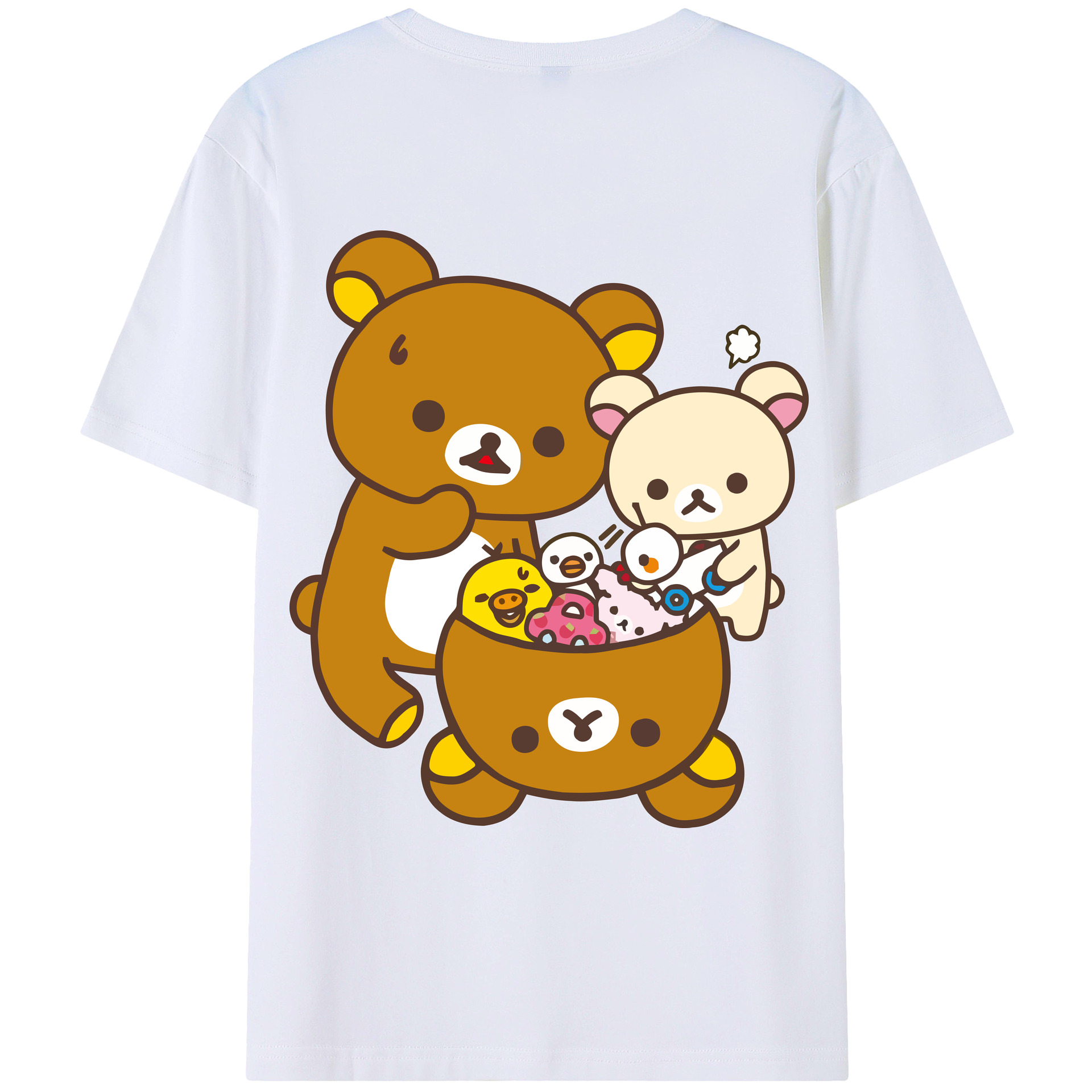 （画像用） リラックマ リラックマ キイロイトリ Rilakkuma Korilakkuma Kiiroitori レディース半袖Tシャツ(バックプリント)