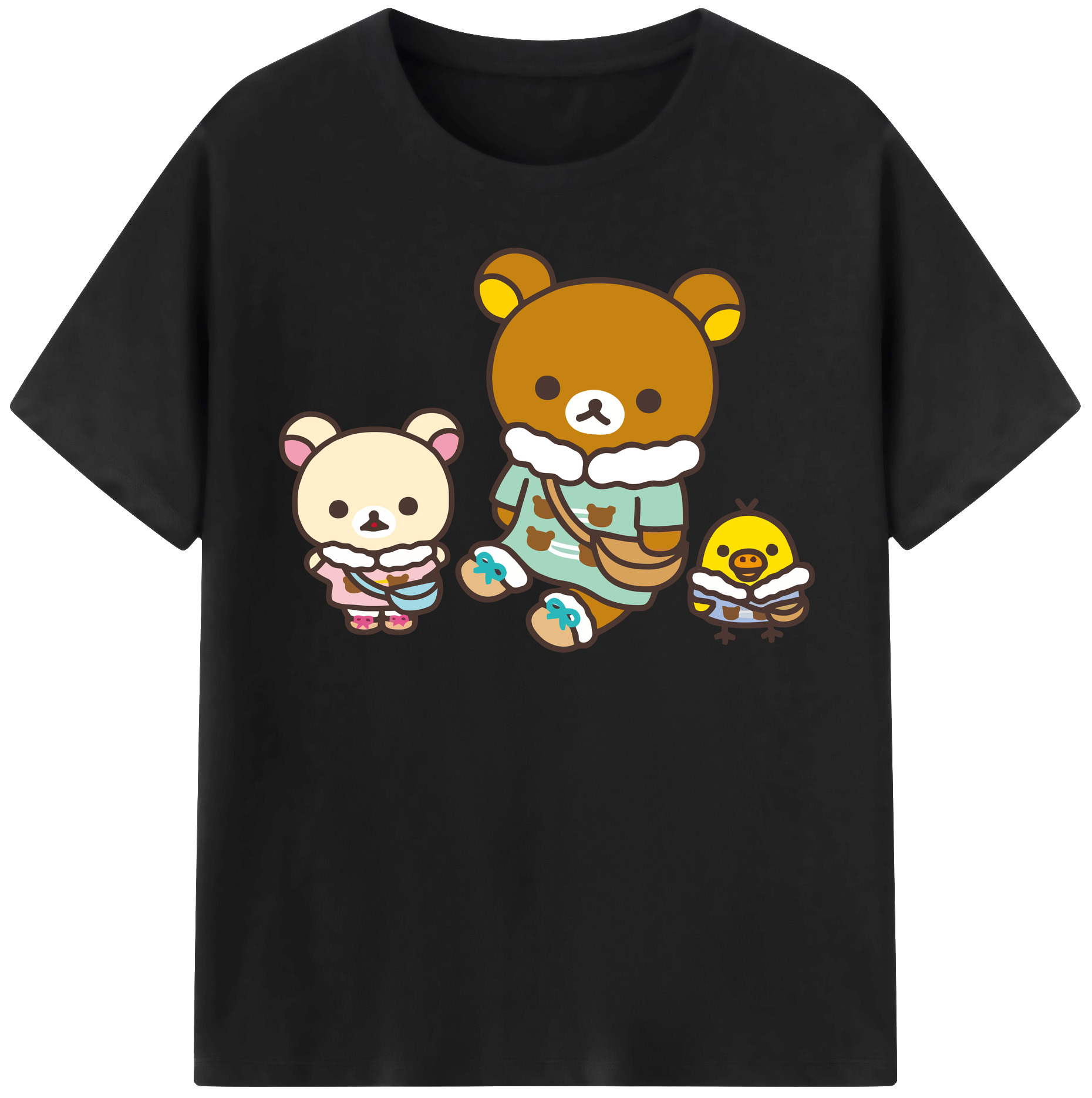 （画像用） リラックマ リラックマ キイロイトリ Rilakkuma Korilakkuma Kiiroitori レディースカジュアルプリントTシャツ（綿100％）