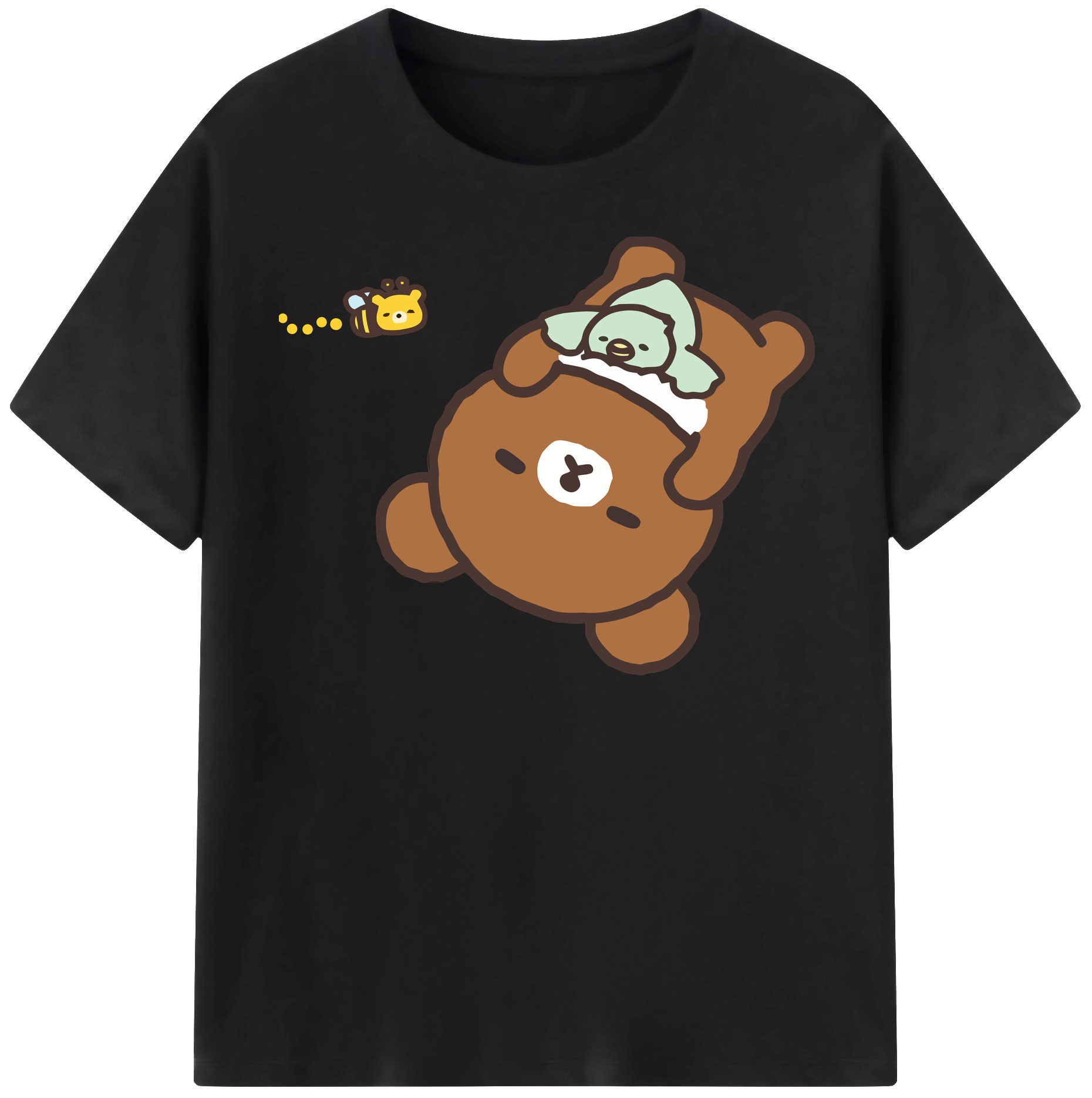 （画像用） リラックマ リラックマ キイロイトリ Rilakkuma Korilakkuma Kiiroitori レディースカジュアルプリントTシャツ（綿100％）