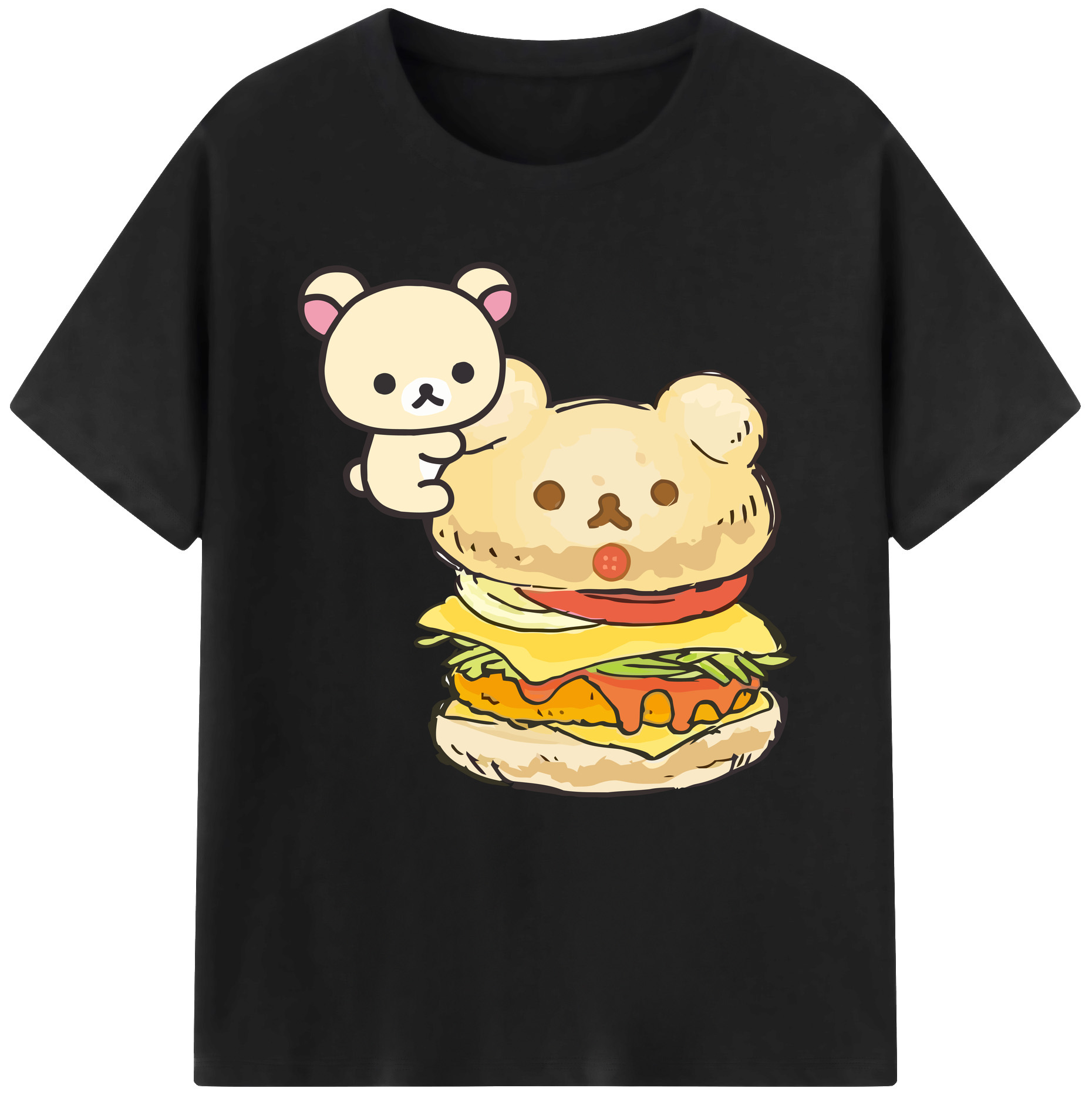 （画像用） リラックマ リラックマ キイロイトリ Rilakkuma Korilakkuma Kiiroitori レディースカジュアルプリントTシャツ（綿100％）