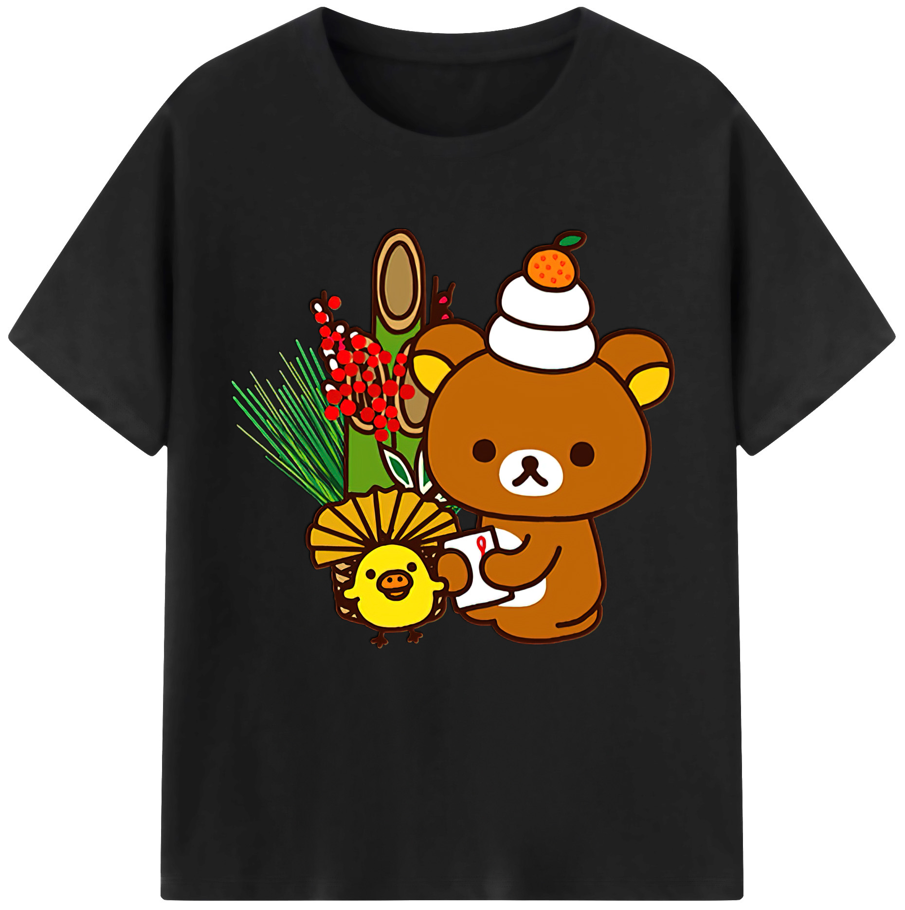 （画像用） リラックマ リラックマ キイロイトリ Rilakkuma Korilakkuma Kiiroitori レディースカジュアルプリントTシャツ（綿100％）