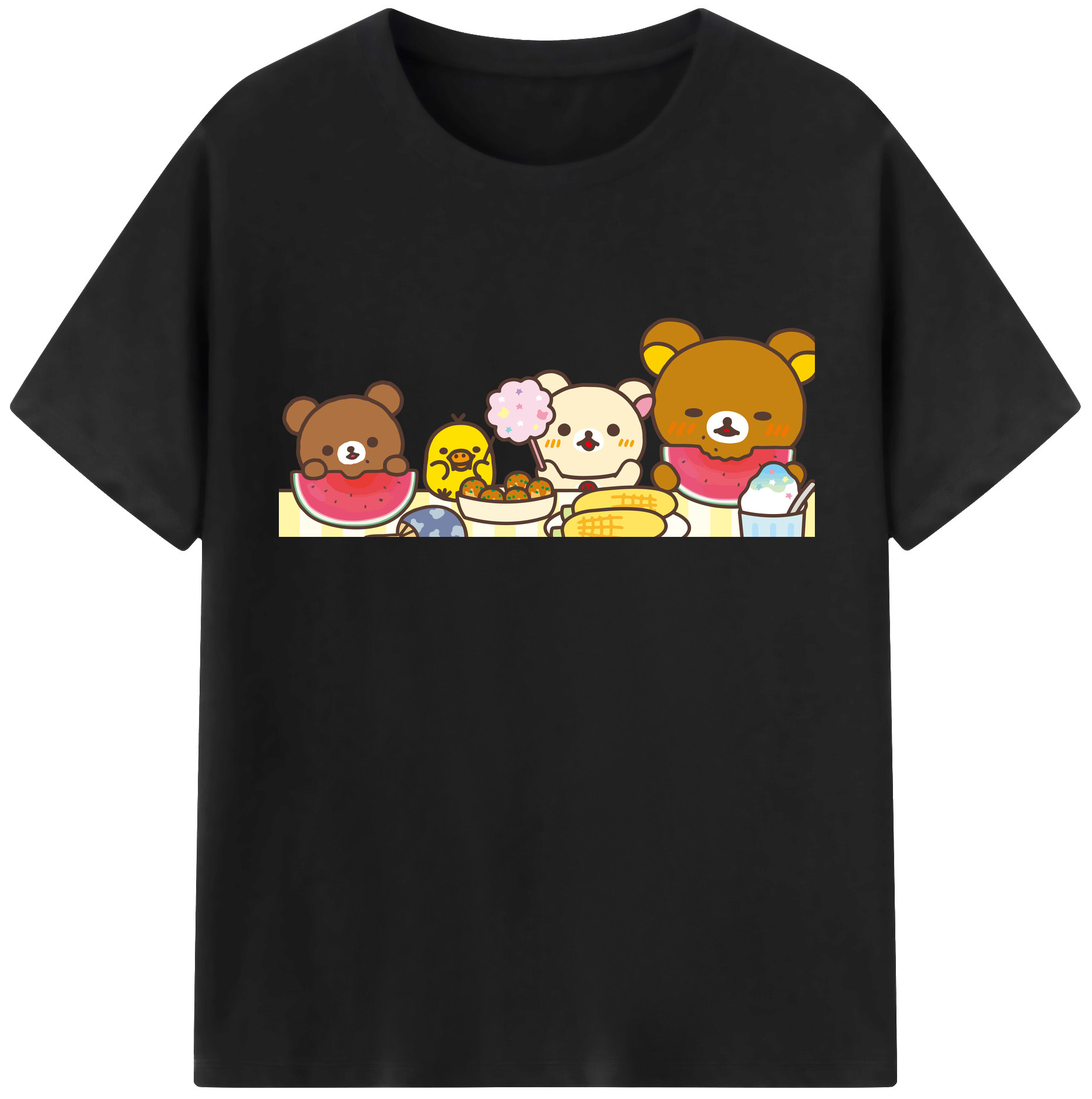（画像用） リラックマ リラックマ キイロイトリ Rilakkuma Korilakkuma Kiiroitori レディースカジュアルプリントTシャツ（綿100％）