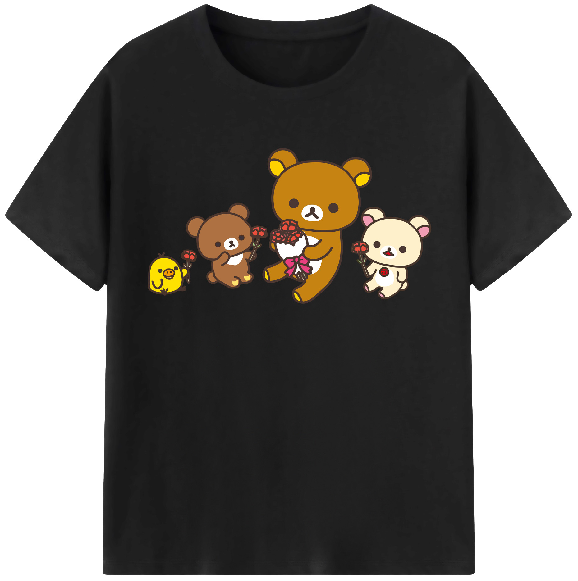 （画像用） リラックマ リラックマ キイロイトリ Rilakkuma Korilakkuma Kiiroitori レディースカジュアルプリントTシャツ（綿100％）
