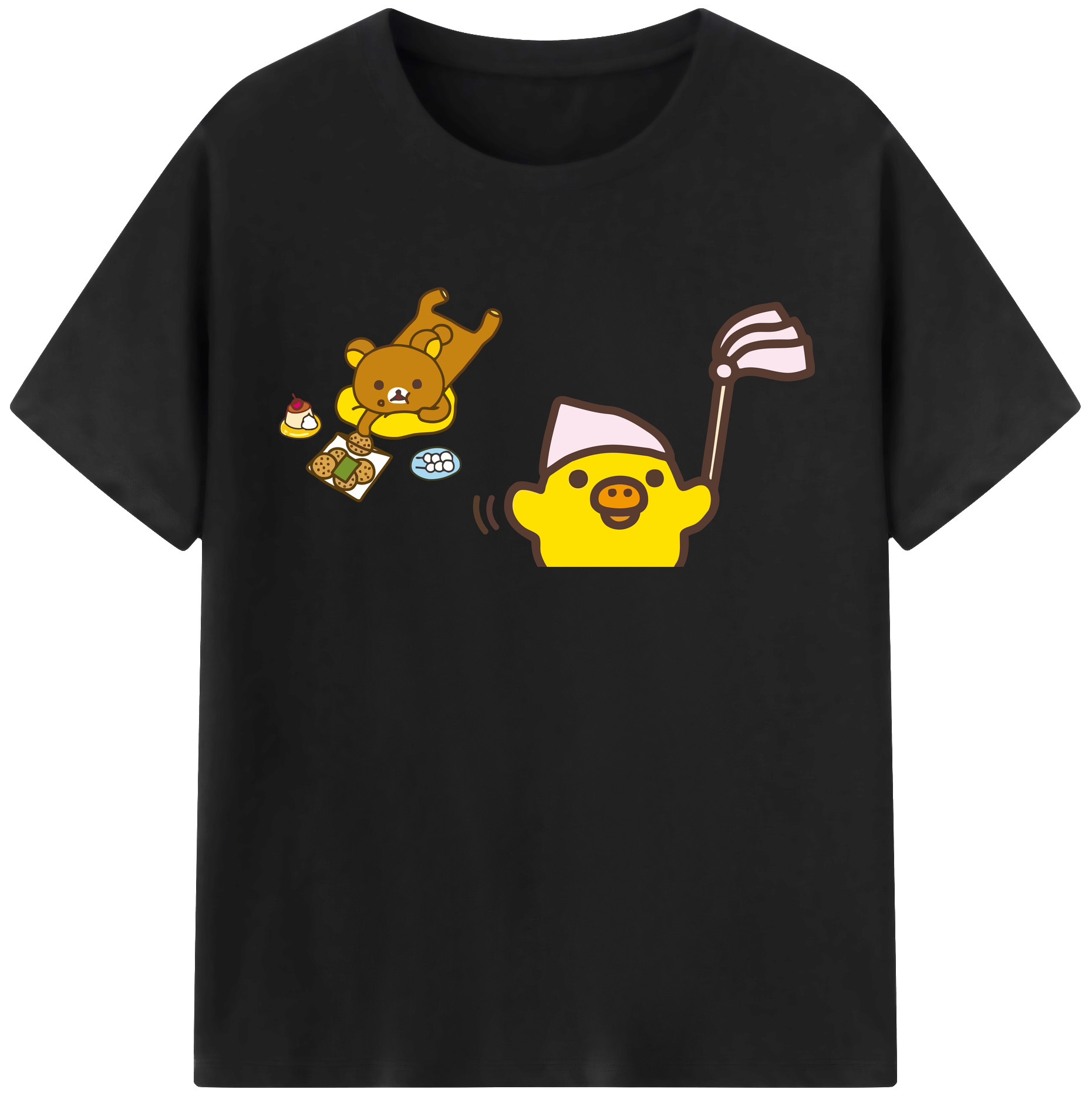 （画像用） リラックマ リラックマ キイロイトリ Rilakkuma Korilakkuma Kiiroitori レディースカジュアルプリントTシャツ（綿100％）