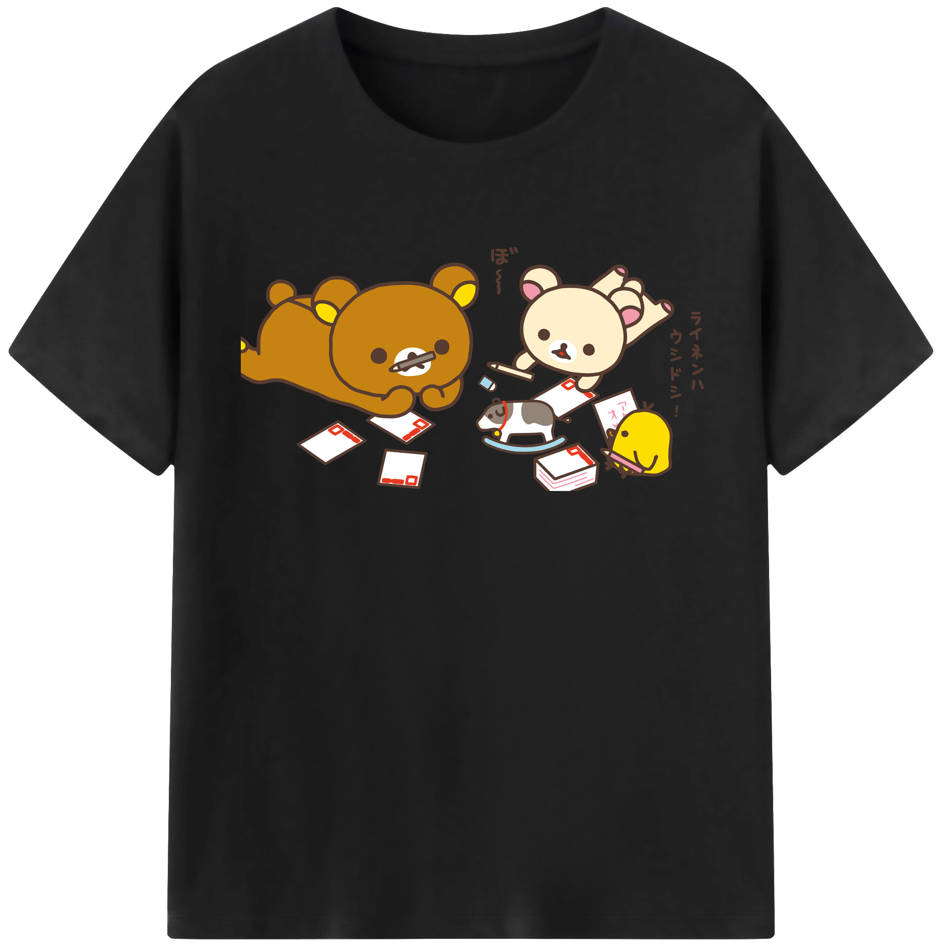 （画像用） リラックマ リラックマ キイロイトリ Rilakkuma Korilakkuma Kiiroitori レディースカジュアルプリントTシャツ（綿100％）