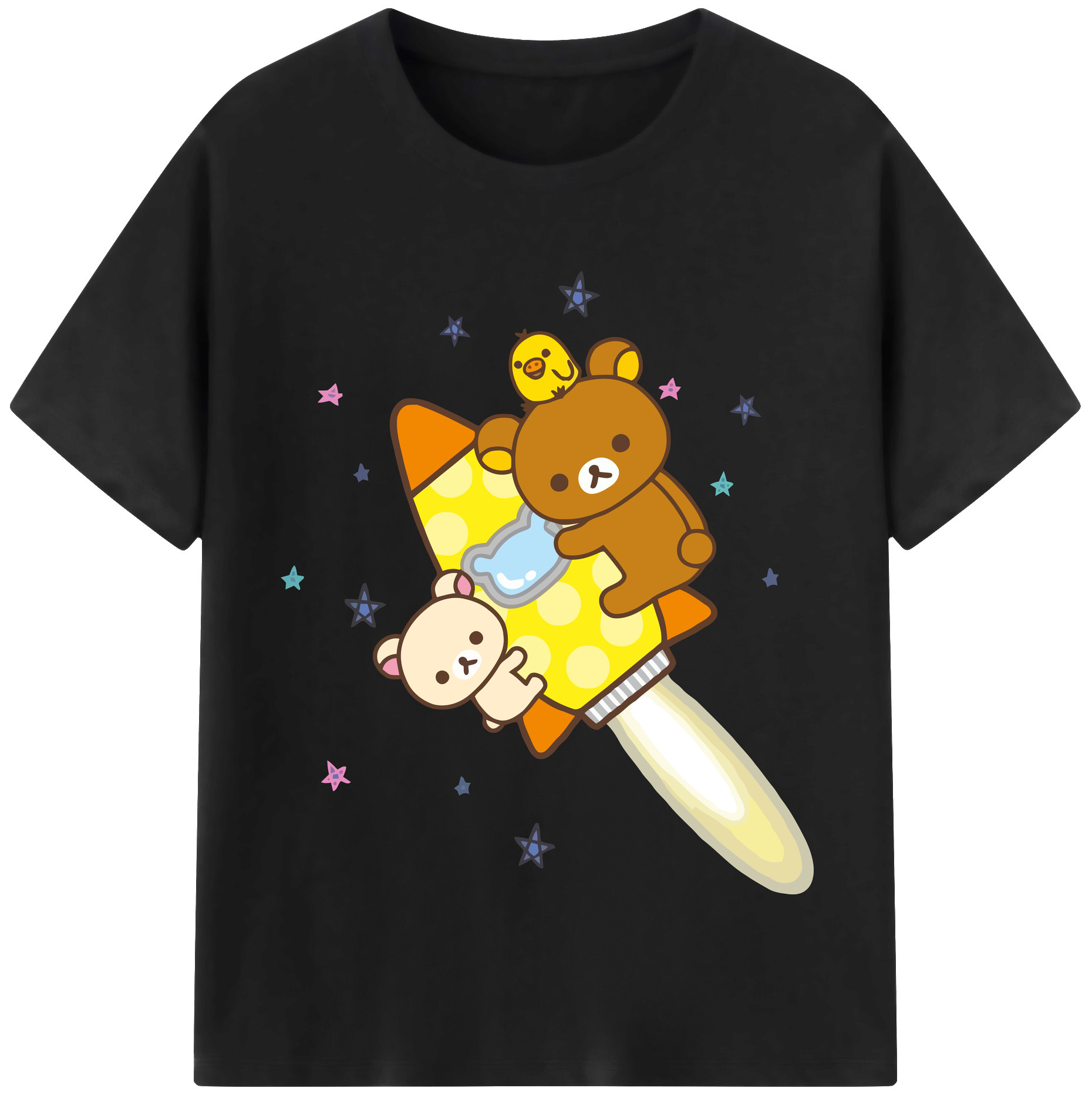 （画像用） リラックマ リラックマ キイロイトリ Rilakkuma Korilakkuma Kiiroitori レディースカジュアルプリントTシャツ（綿100％）