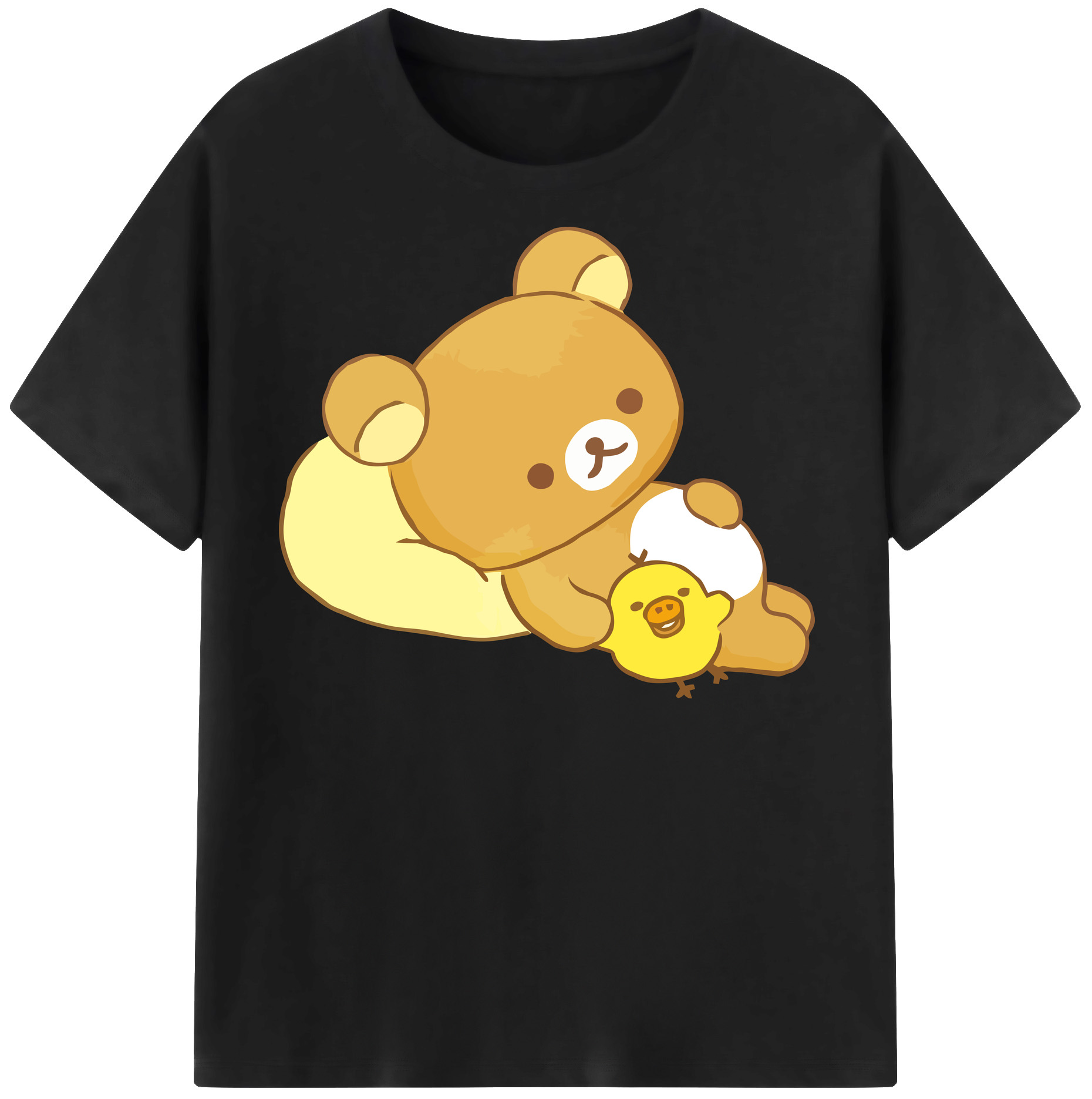 （画像用） リラックマ リラックマ キイロイトリ Rilakkuma Korilakkuma Kiiroitori レディースカジュアルプリントTシャツ（綿100％）