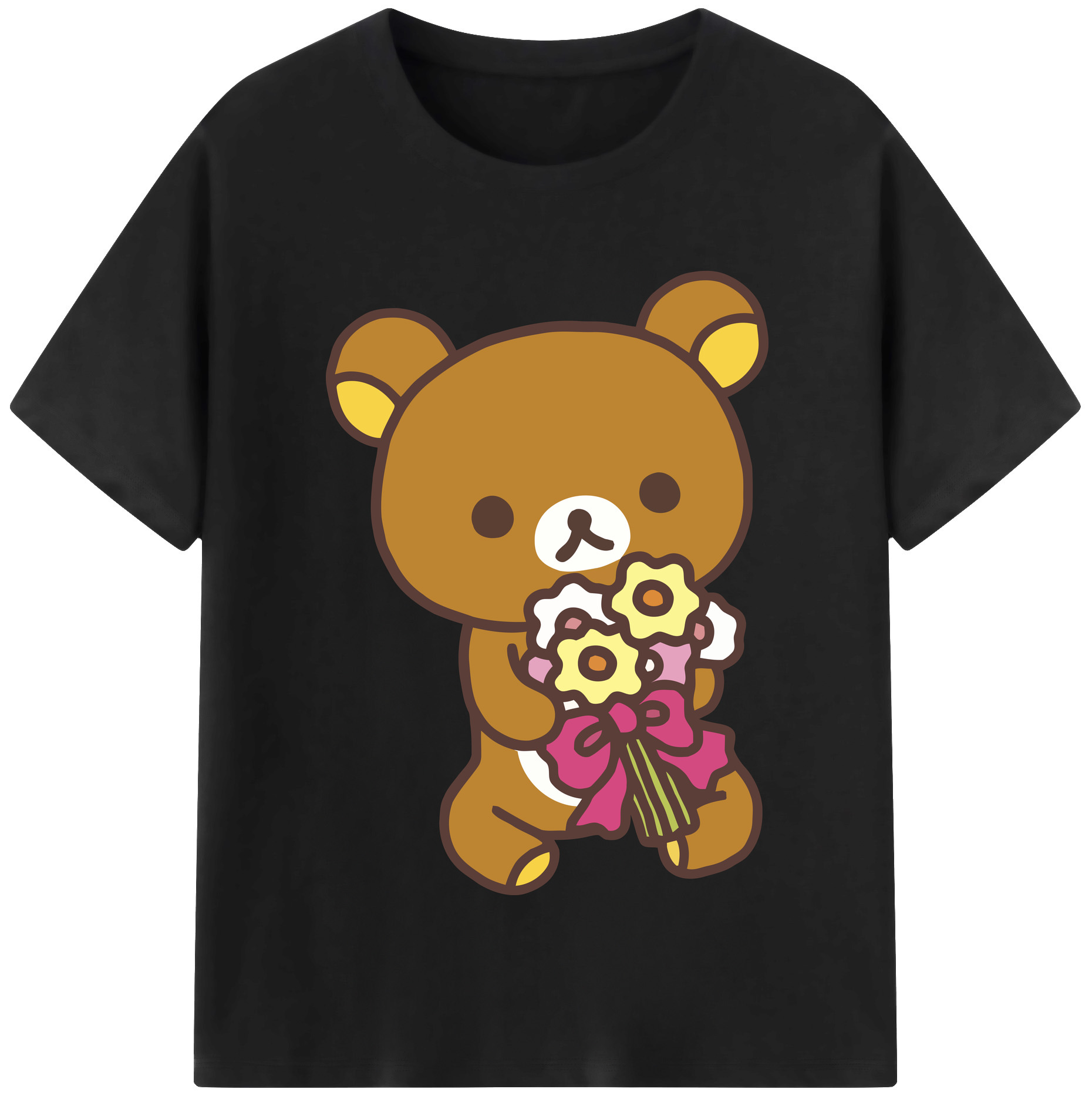（画像用） リラックマ リラックマ キイロイトリ Rilakkuma Korilakkuma Kiiroitori レディースカジュアルプリントTシャツ（綿100％）