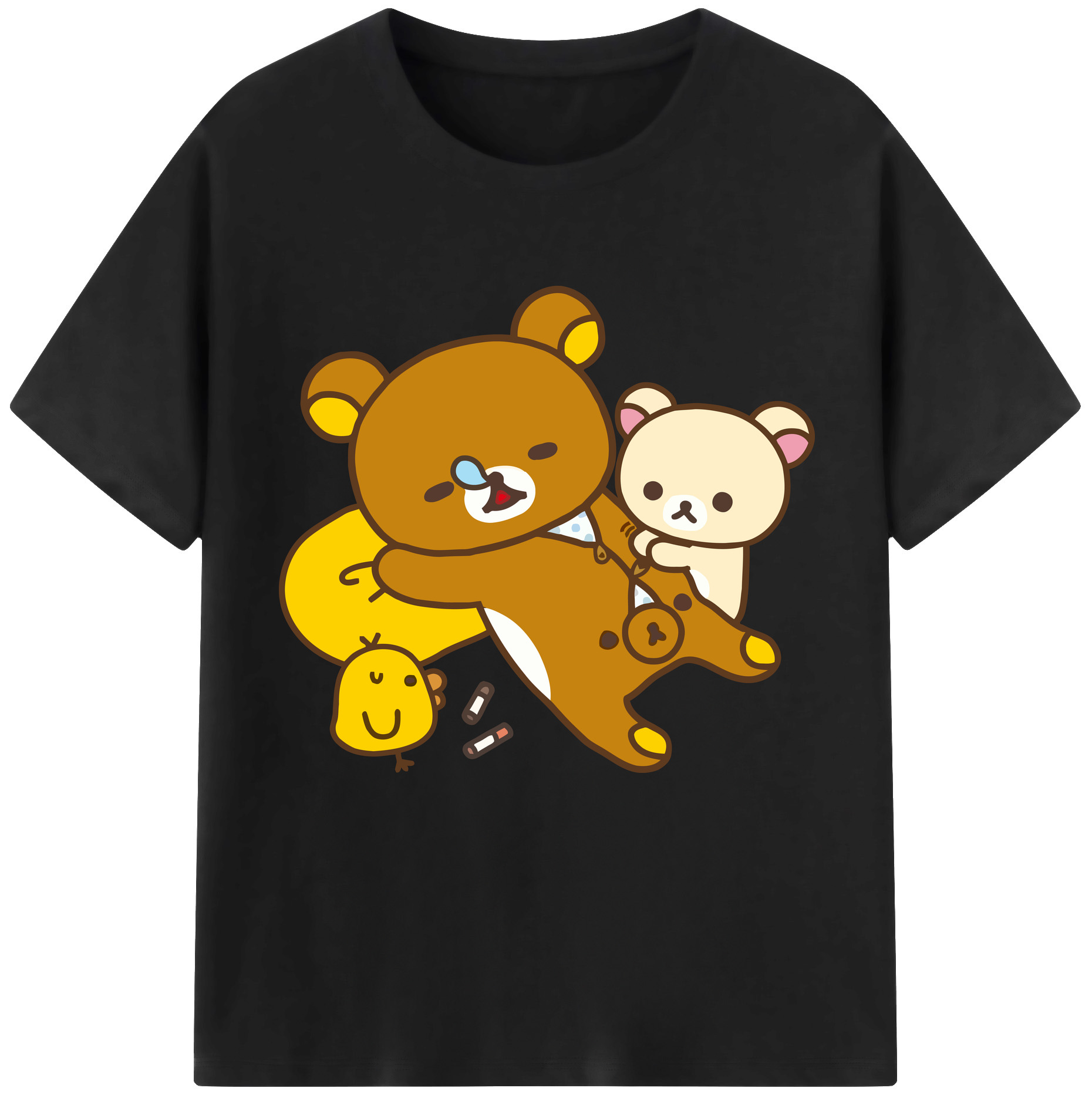 （画像用） リラックマ リラックマ キイロイトリ Rilakkuma Korilakkuma Kiiroitori レディースカジュアルプリントTシャツ（綿100％）