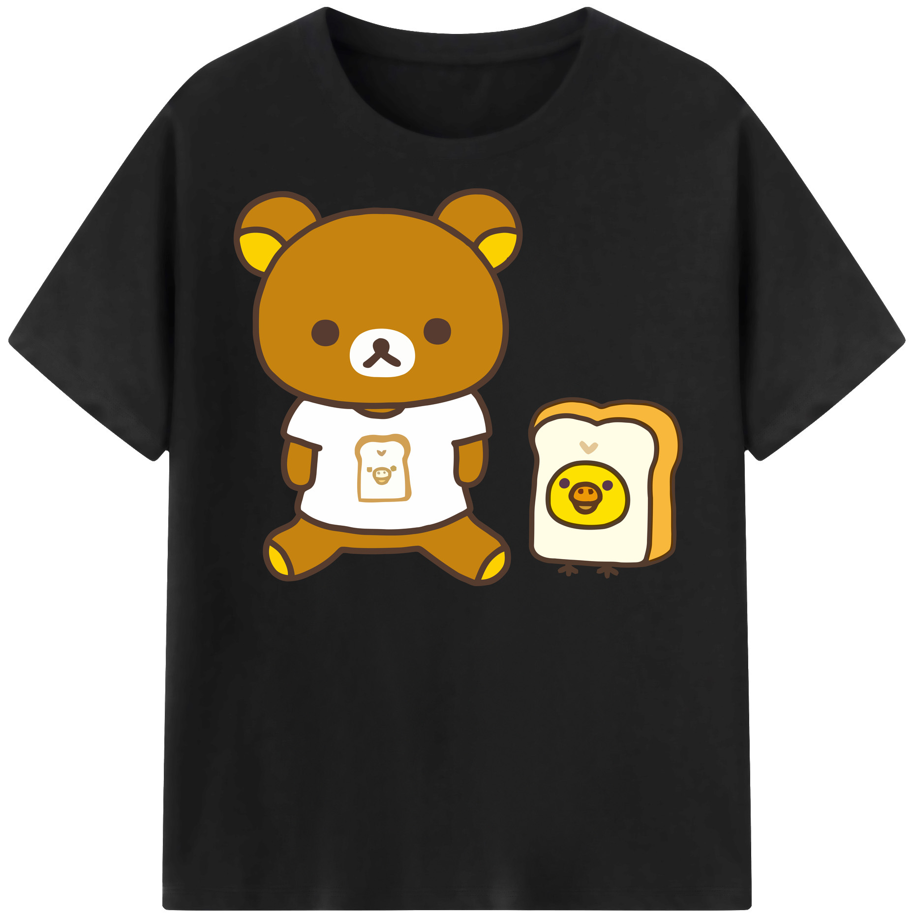 （画像用） リラックマ リラックマ キイロイトリ Rilakkuma Korilakkuma Kiiroitori レディースカジュアルプリントTシャツ（綿100％）