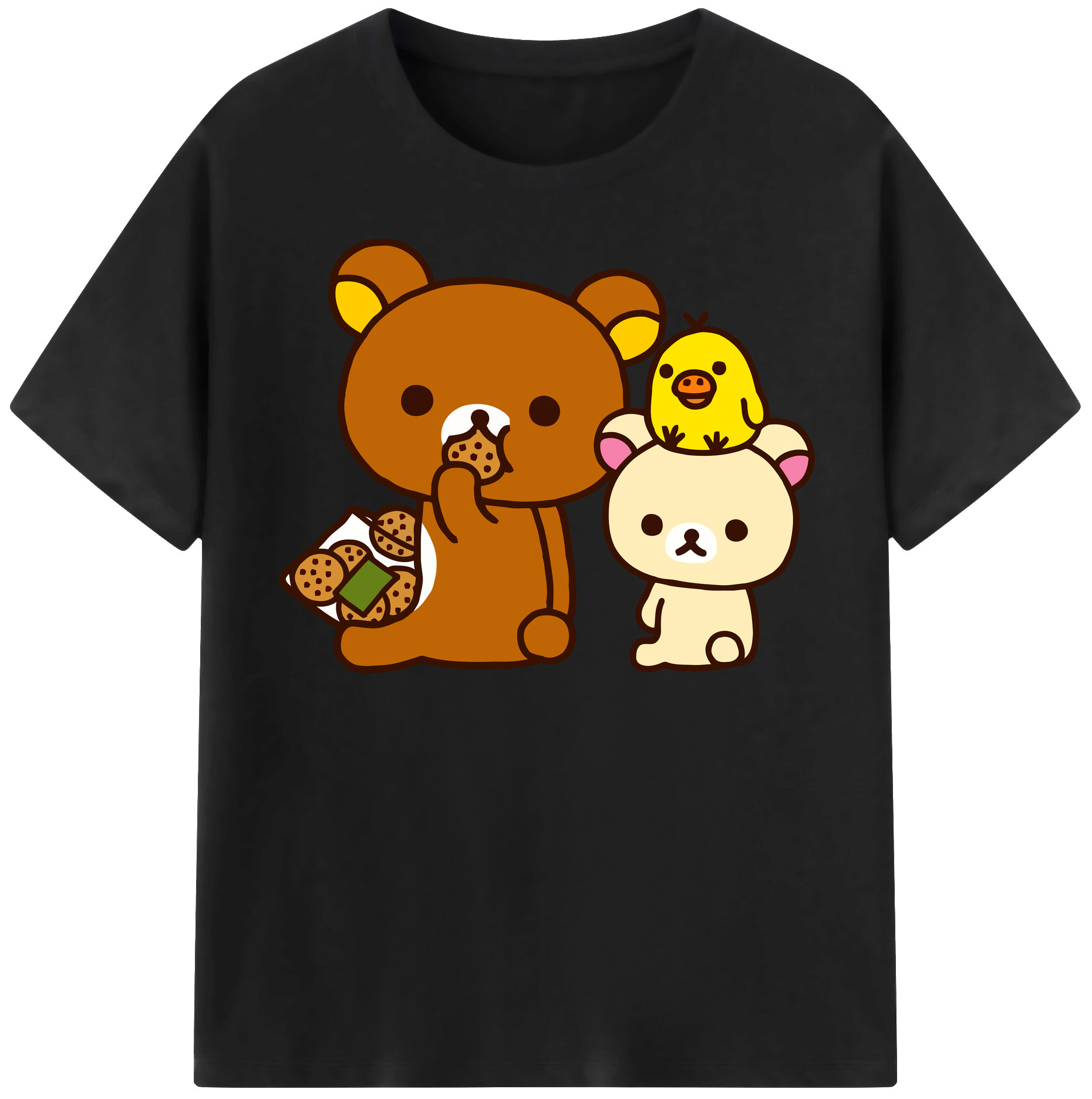 （画像用） リラックマ リラックマ キイロイトリ Rilakkuma Korilakkuma Kiiroitori レディースカジュアルプリントTシャツ（綿100％）