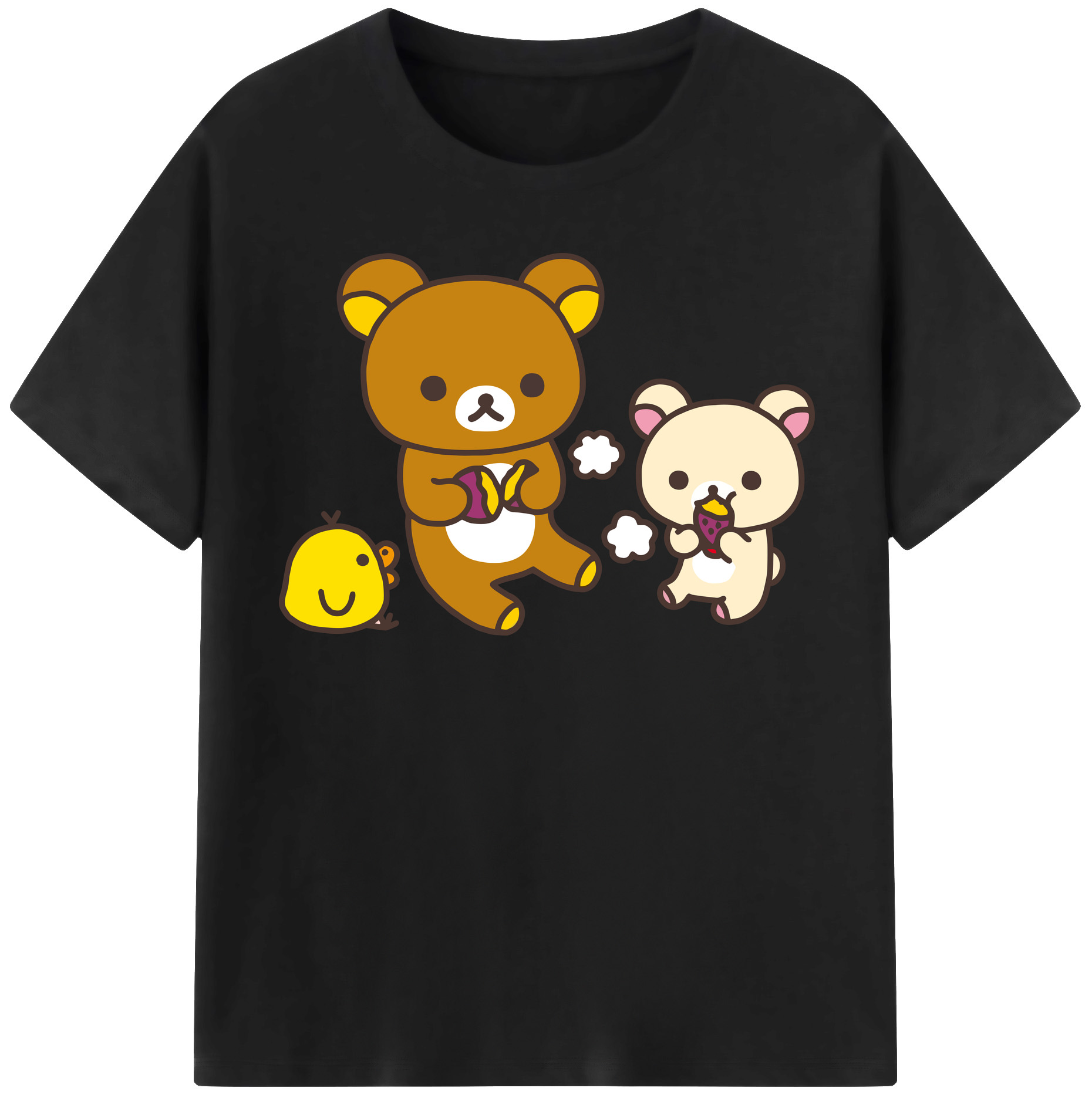 （画像用） リラックマ リラックマ キイロイトリ Rilakkuma Korilakkuma Kiiroitori レディースカジュアルプリントTシャツ（綿100％）