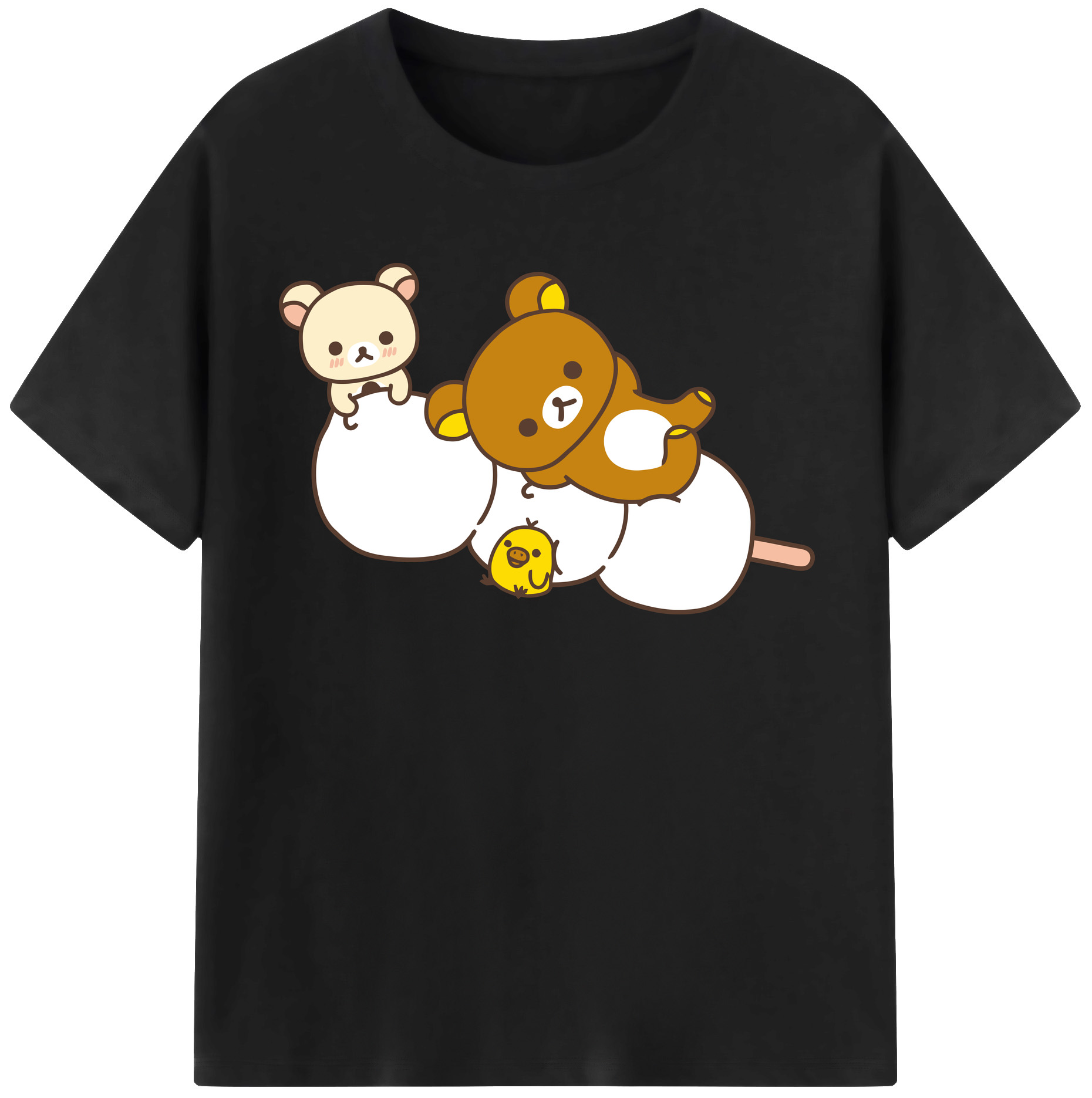 （画像用） リラックマ リラックマ キイロイトリ Rilakkuma Korilakkuma Kiiroitori レディースカジュアルプリントTシャツ（綿100％）