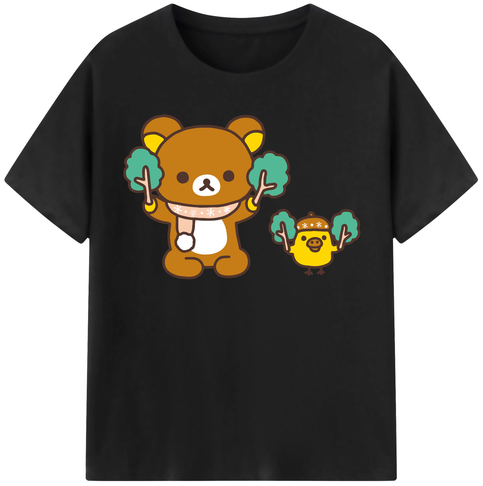 （画像用） リラックマ リラックマ キイロイトリ Rilakkuma Korilakkuma Kiiroitori レディースカジュアルプリントTシャツ（綿100％）
