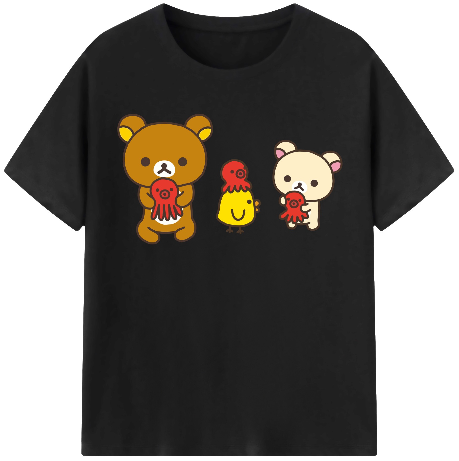 （画像用） リラックマ リラックマ キイロイトリ Rilakkuma Korilakkuma Kiiroitori レディースカジュアルプリントTシャツ（綿100％）