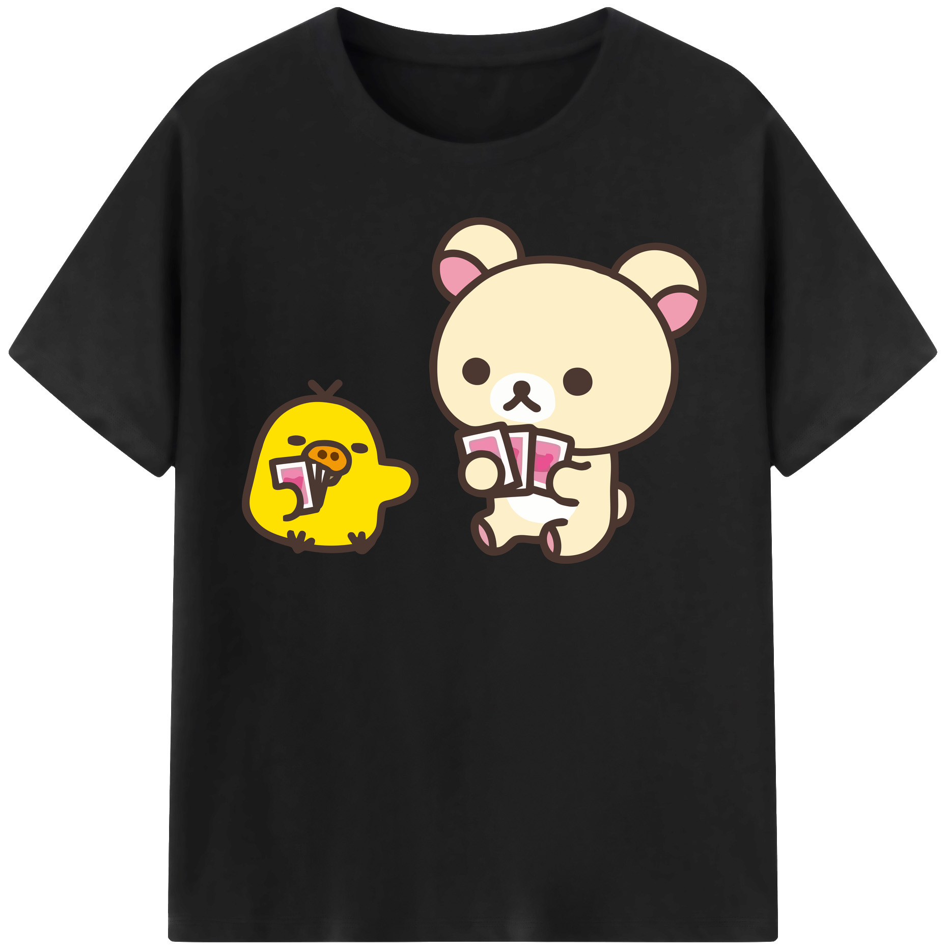 （画像用） リラックマ リラックマ キイロイトリ Rilakkuma Korilakkuma Kiiroitori レディースカジュアルプリントTシャツ（綿100％）