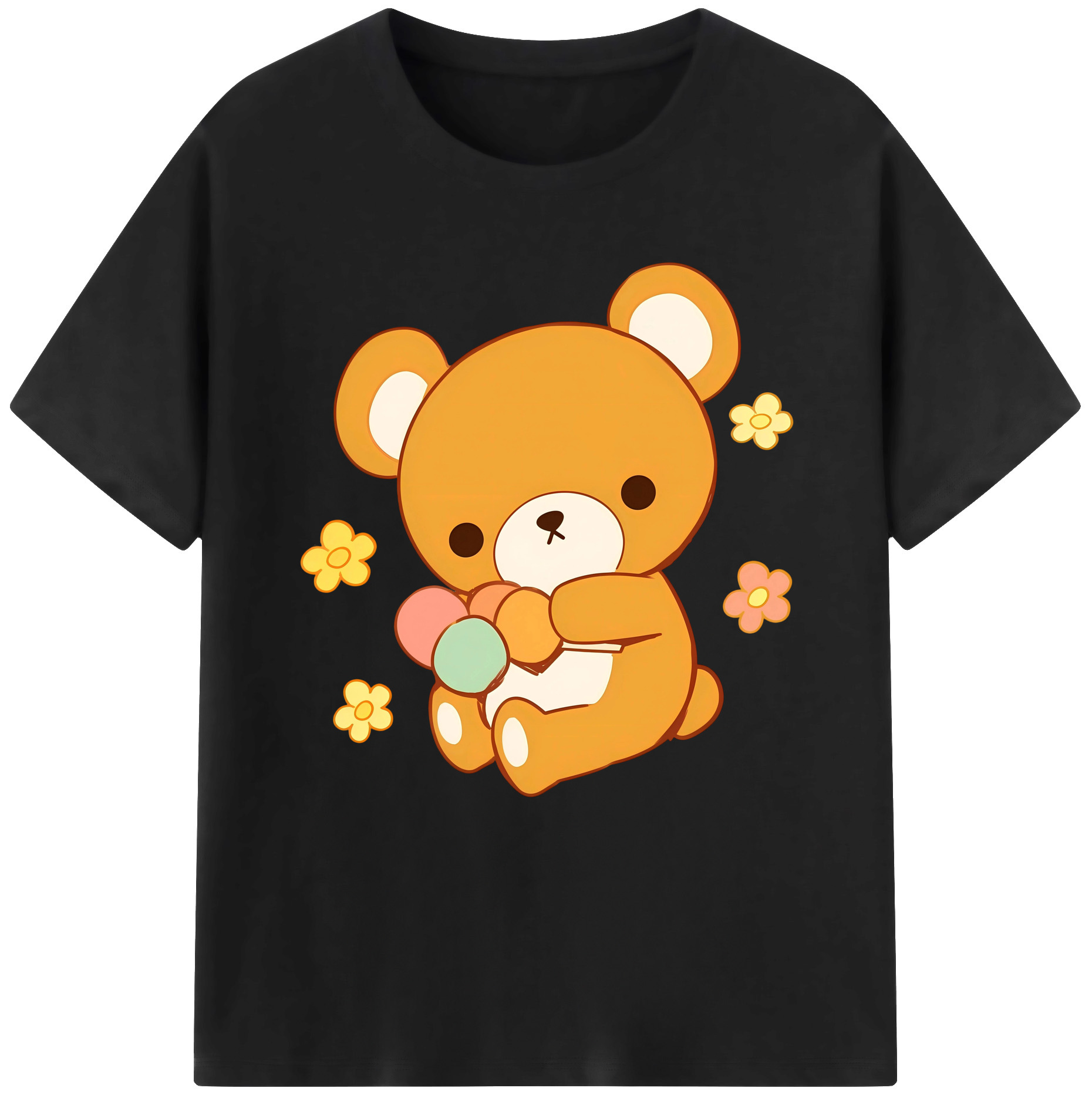 （画像用） リラックマ リラックマ キイロイトリ Rilakkuma Korilakkuma Kiiroitori レディースカジュアルプリントTシャツ（綿100％）
