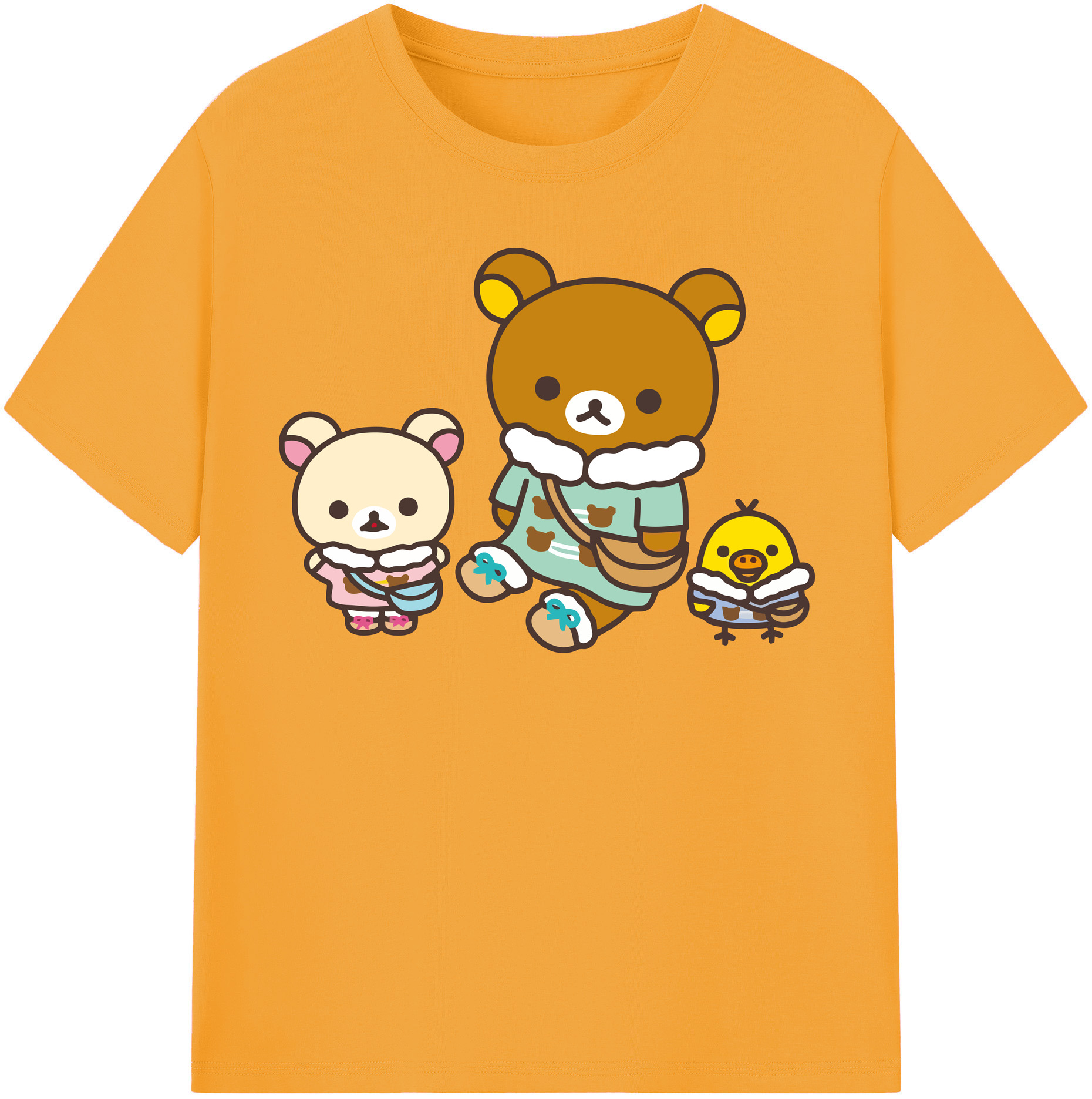 （画像用） リラックマ リラックマ キイロイトリ Rilakkuma Korilakkuma Kiiroitori レディースカジュアルプリントTシャツ（綿100％）