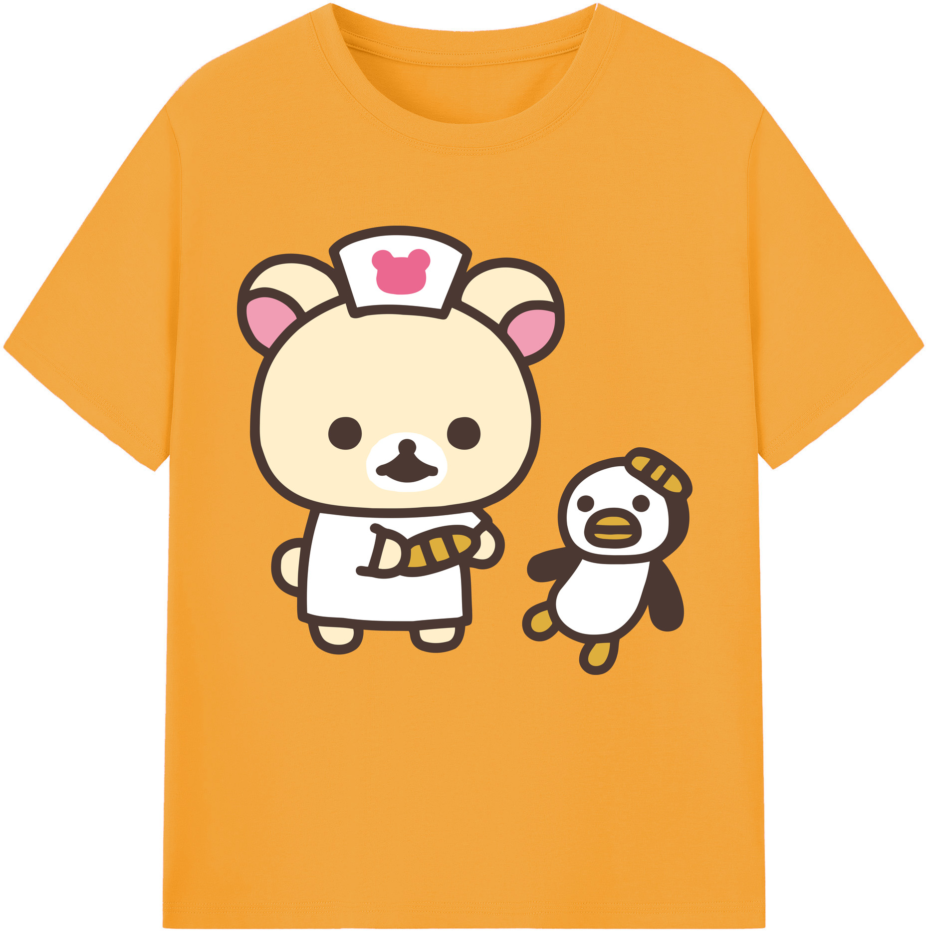 （画像用） リラックマ リラックマ キイロイトリ Rilakkuma Korilakkuma Kiiroitori レディースカジュアルプリントTシャツ（綿100％）