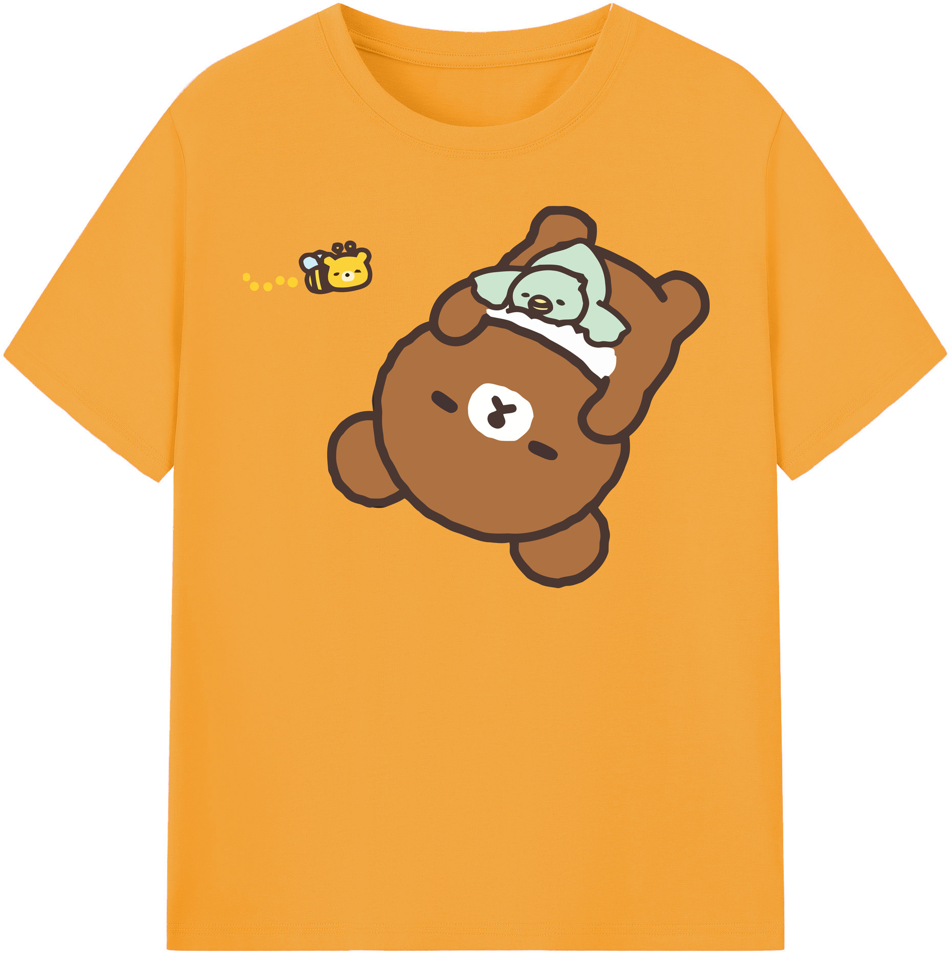 （画像用） リラックマ リラックマ キイロイトリ Rilakkuma Korilakkuma Kiiroitori レディースカジュアルプリントTシャツ（綿100％）