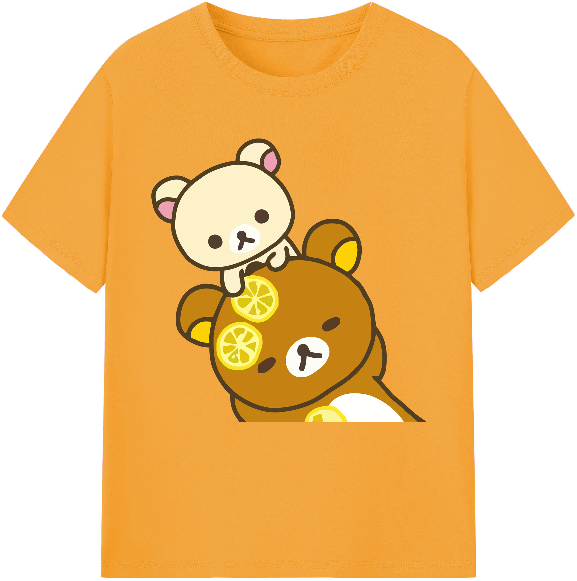 （画像用） リラックマ リラックマ キイロイトリ Rilakkuma Korilakkuma Kiiroitori レディースカジュアルプリントTシャツ（綿100％）