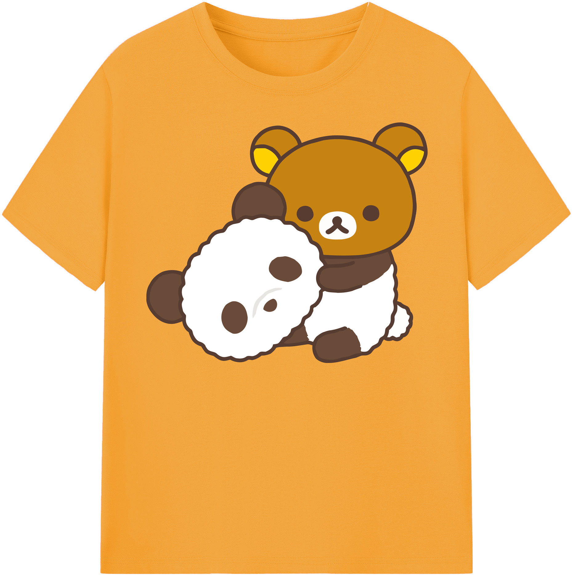 （画像用） リラックマ リラックマ キイロイトリ Rilakkuma Korilakkuma Kiiroitori レディースカジュアルプリントTシャツ（綿100％）
