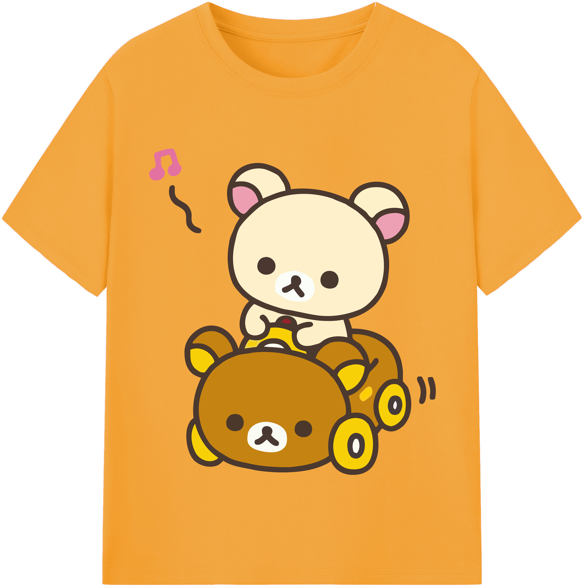 （画像用） リラックマ リラックマ キイロイトリ Rilakkuma Korilakkuma Kiiroitori レディースカジュアルプリントTシャツ（綿100％）