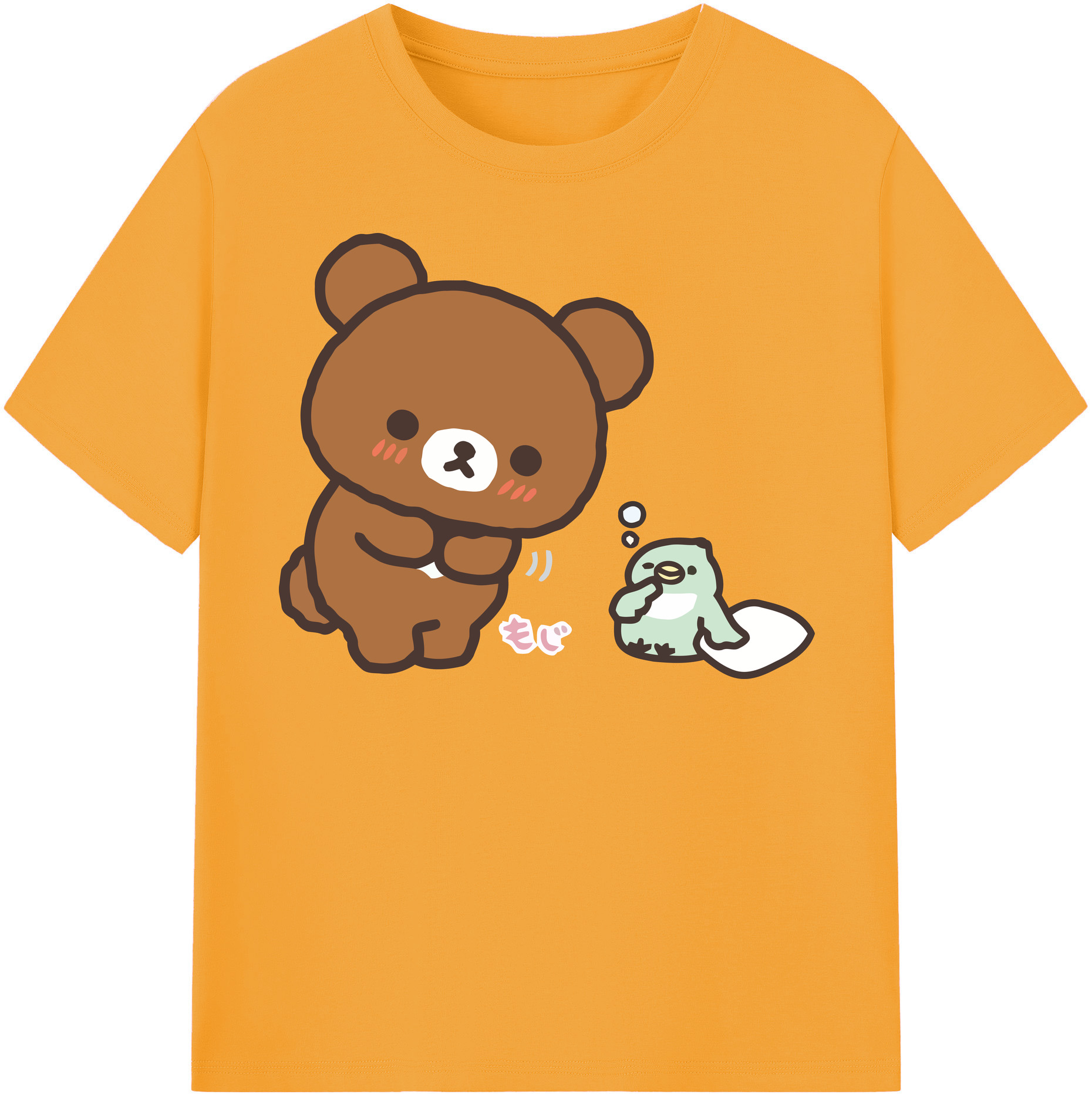 （画像用） リラックマ リラックマ キイロイトリ Rilakkuma Korilakkuma Kiiroitori レディースカジュアルプリントTシャツ（綿100％）