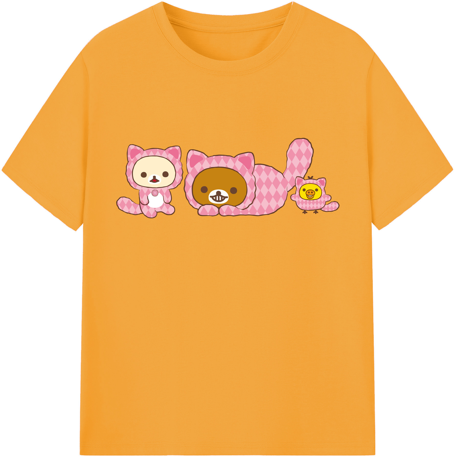 （画像用） リラックマ リラックマ キイロイトリ Rilakkuma Korilakkuma Kiiroitori レディースカジュアルプリントTシャツ（綿100％）